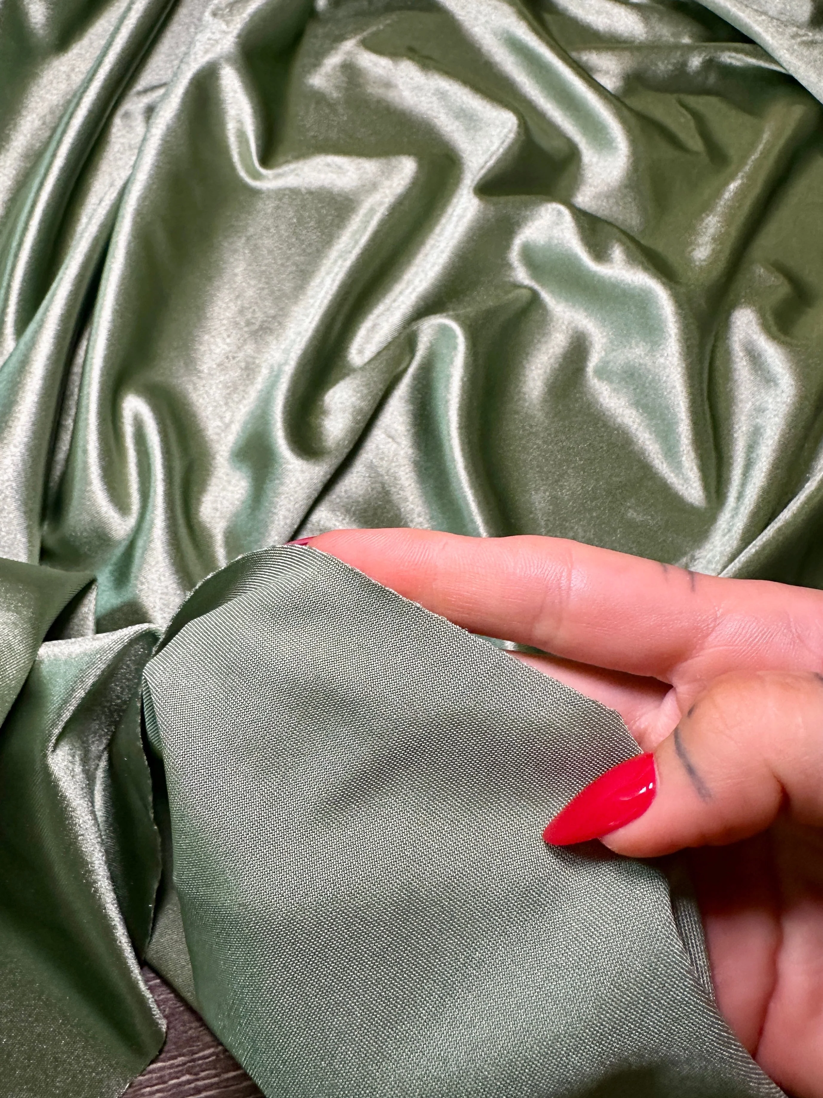 Sage Green Shiny Nylon Spandex - Image 7