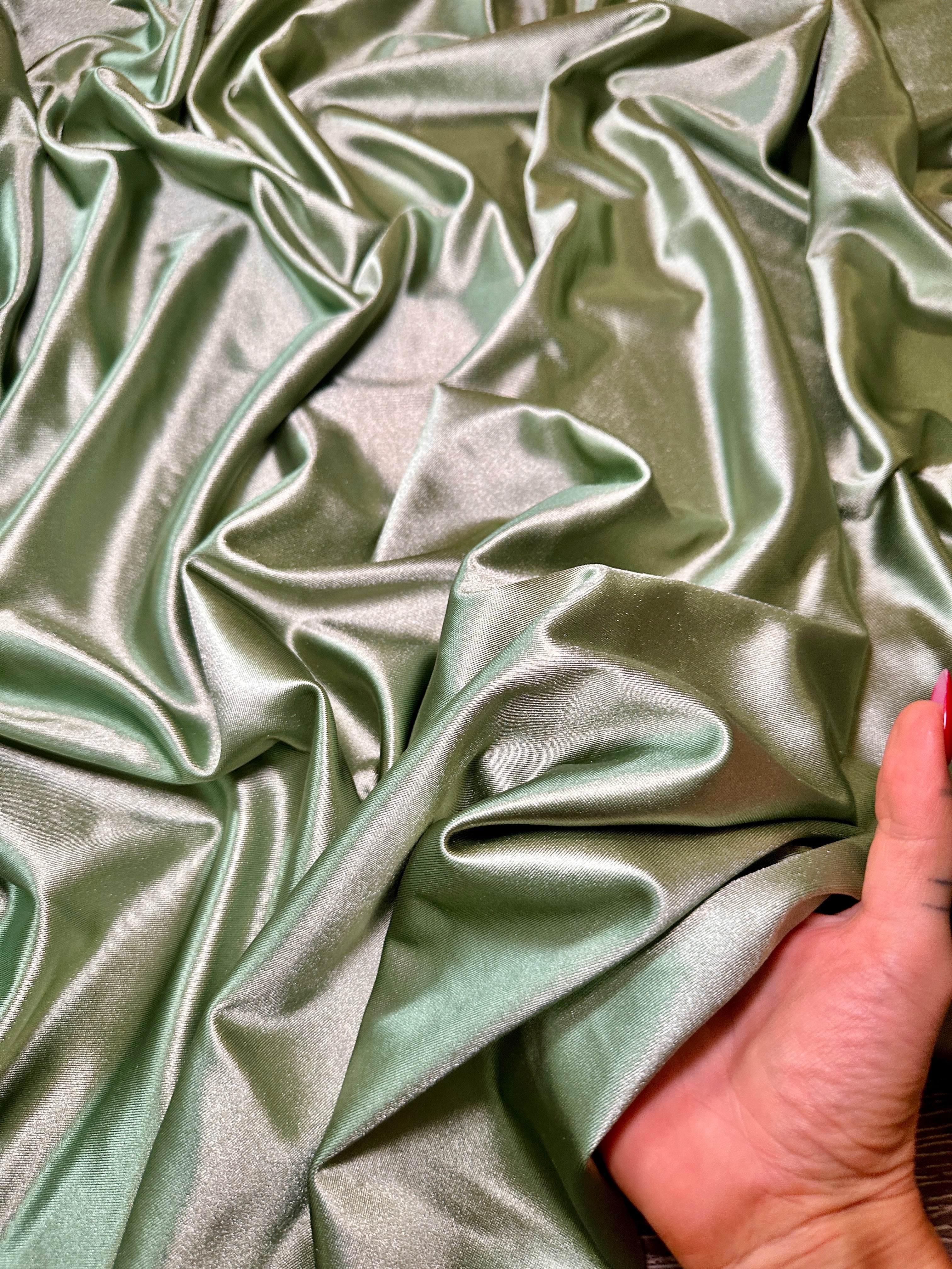 Sage Green Shiny Nylon Spandex - Image 8