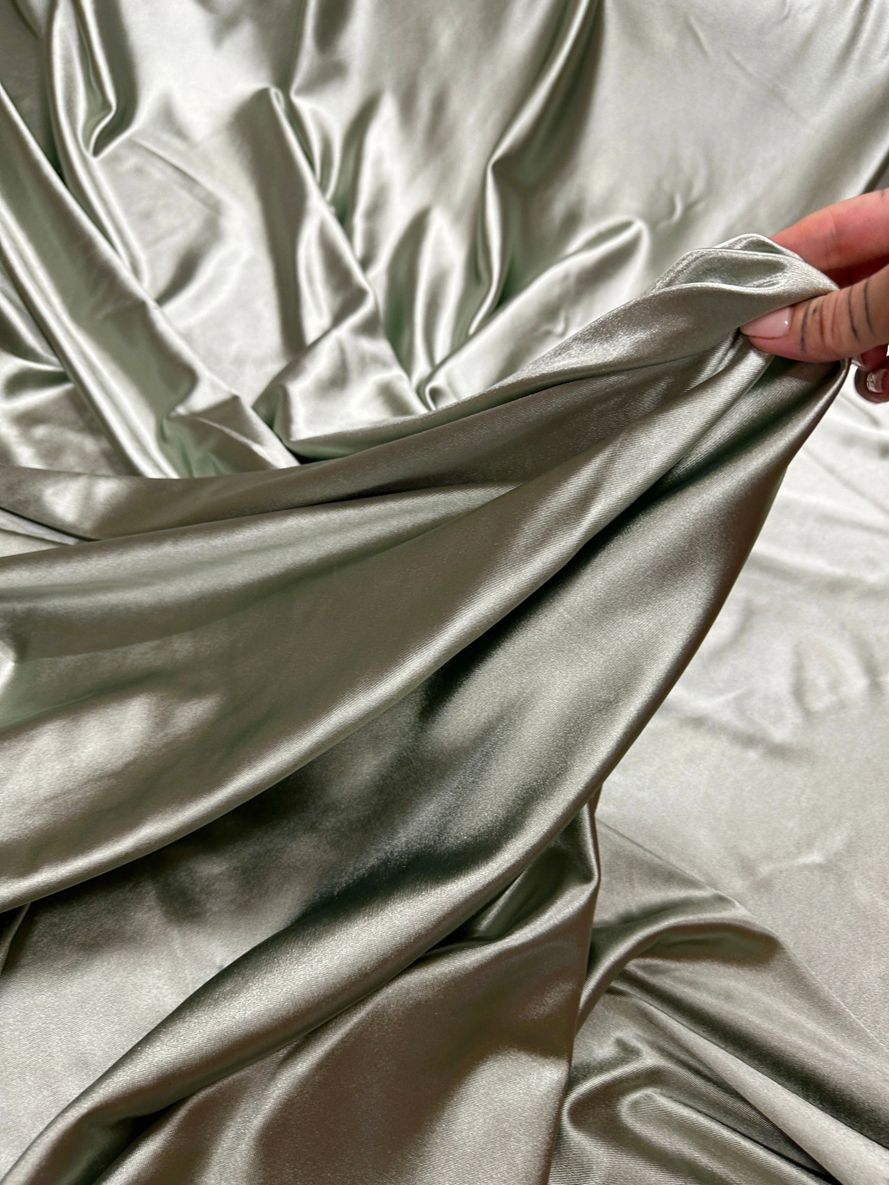 Sage Green Shiny Nylon Spandex - Image 5