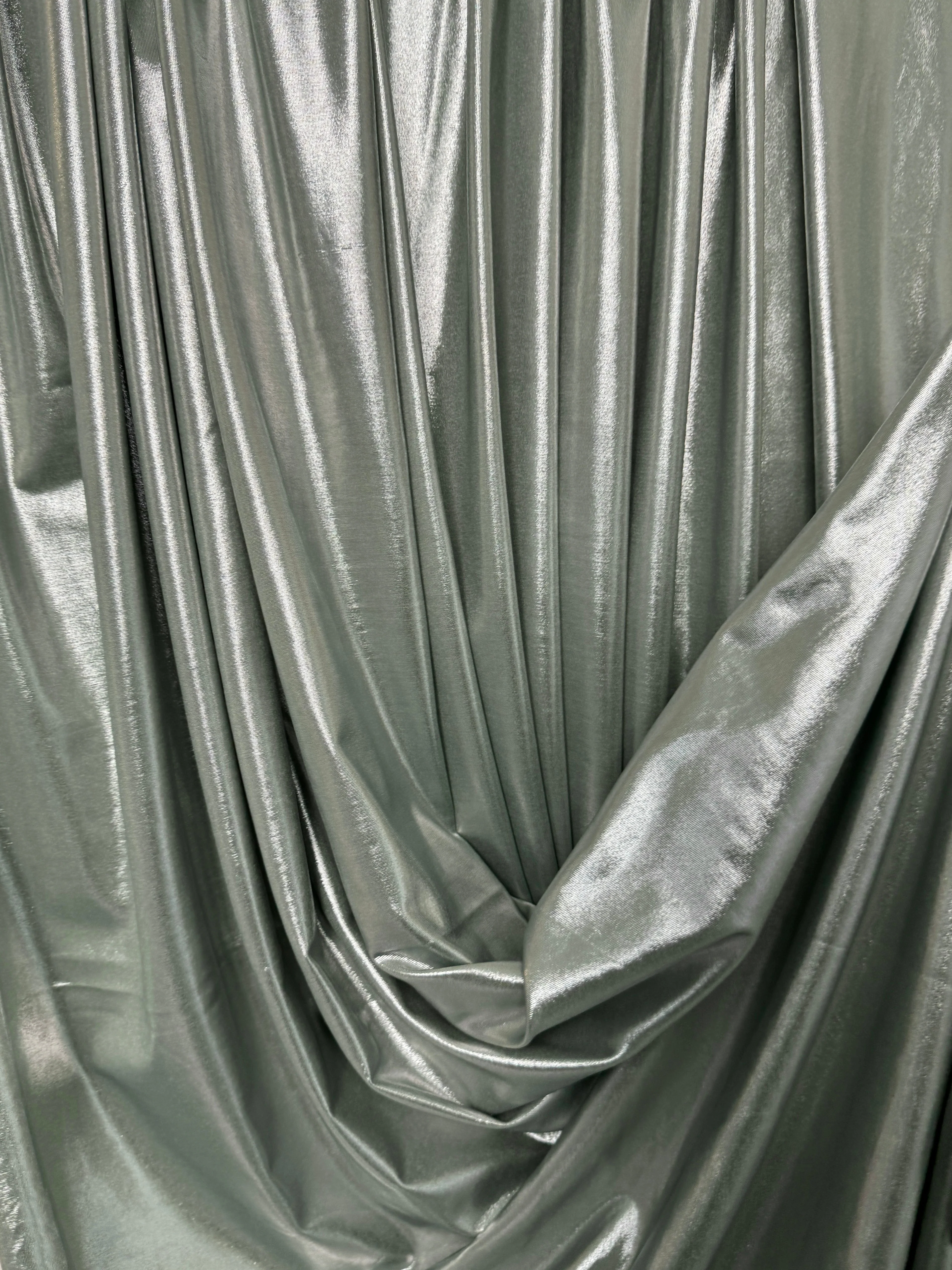 Sage Green Stretch Foiled Spandex - Image 10
