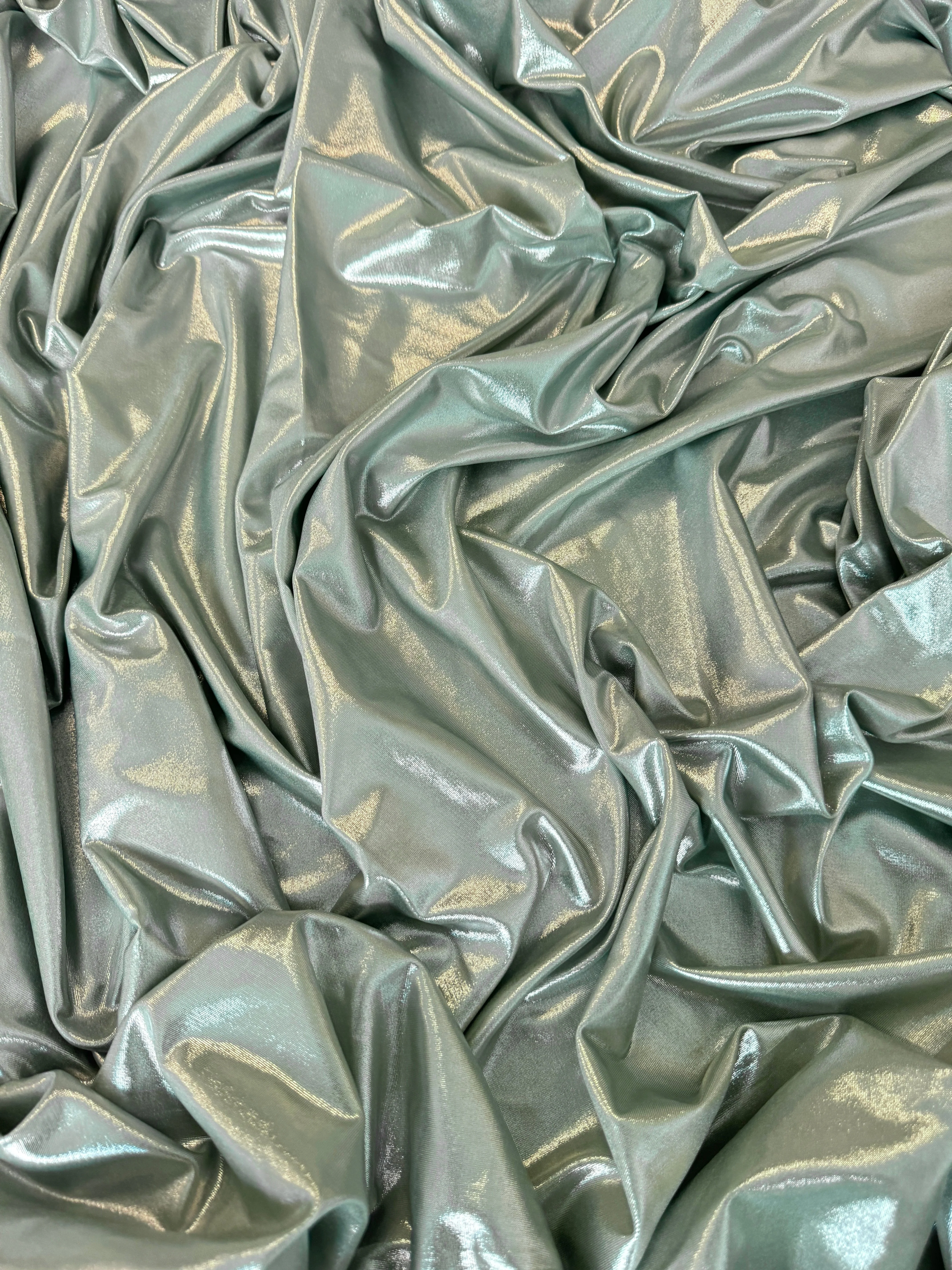 Sage Green Stretch Foiled Spandex - Image 2