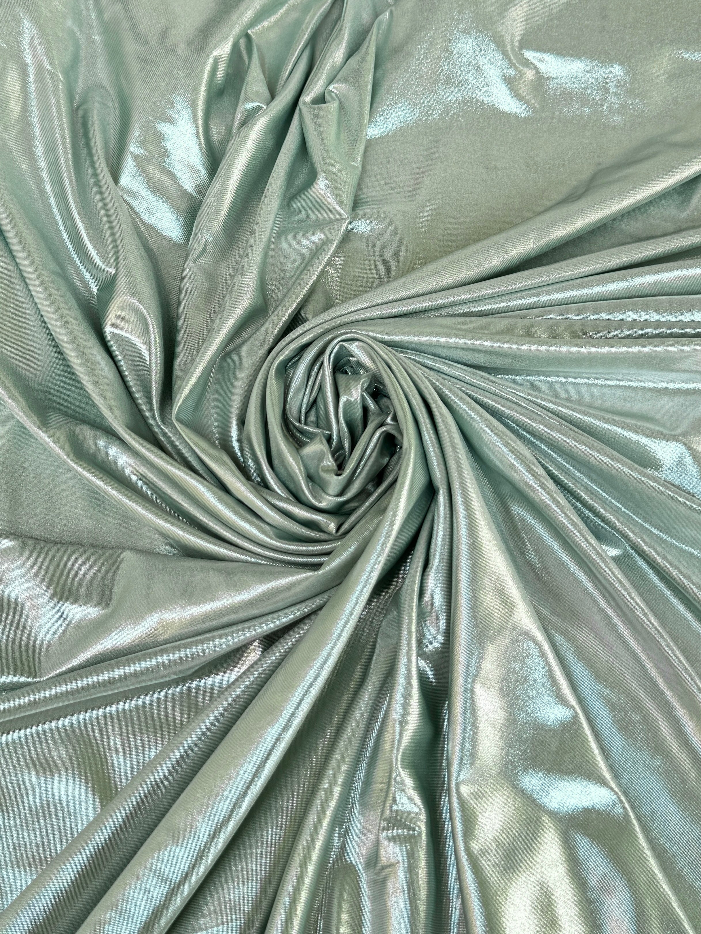 Sage Green Stretch Foiled Spandex - Image 3