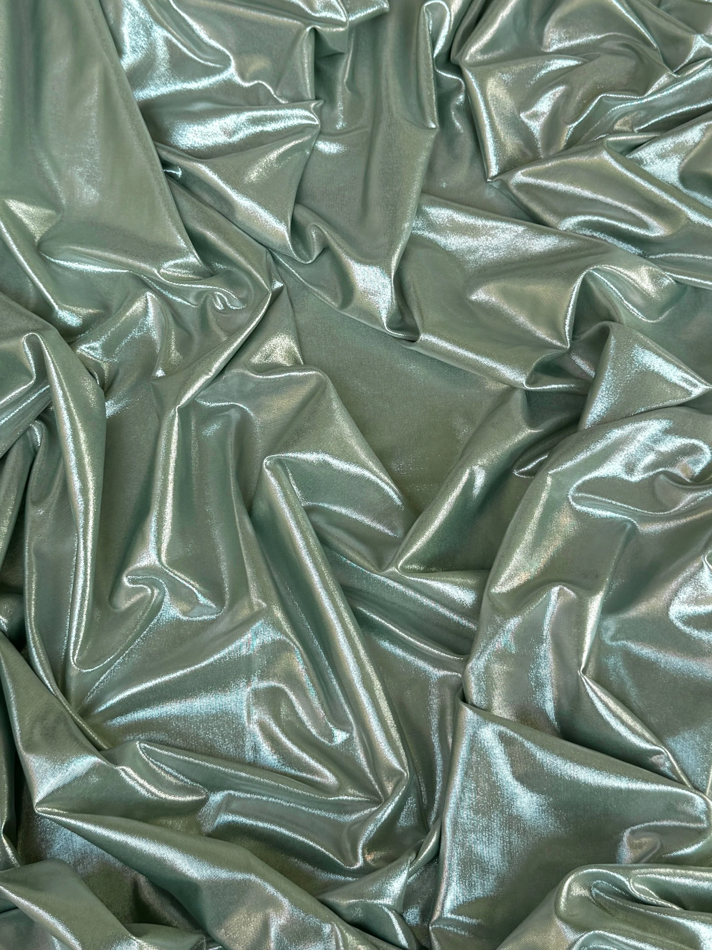Sage Green Stretch Foiled Spandex - Image 4