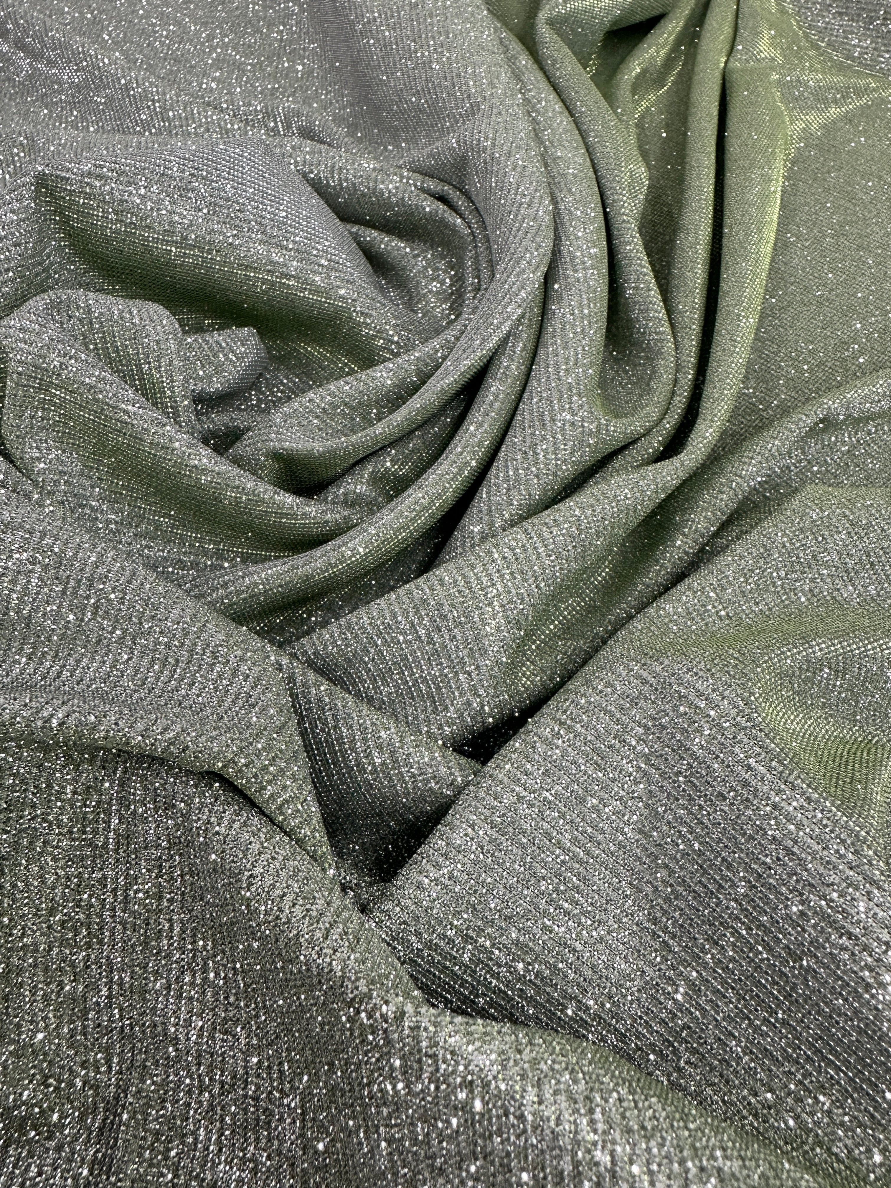 Sage Green Stretch Metallic Lurex