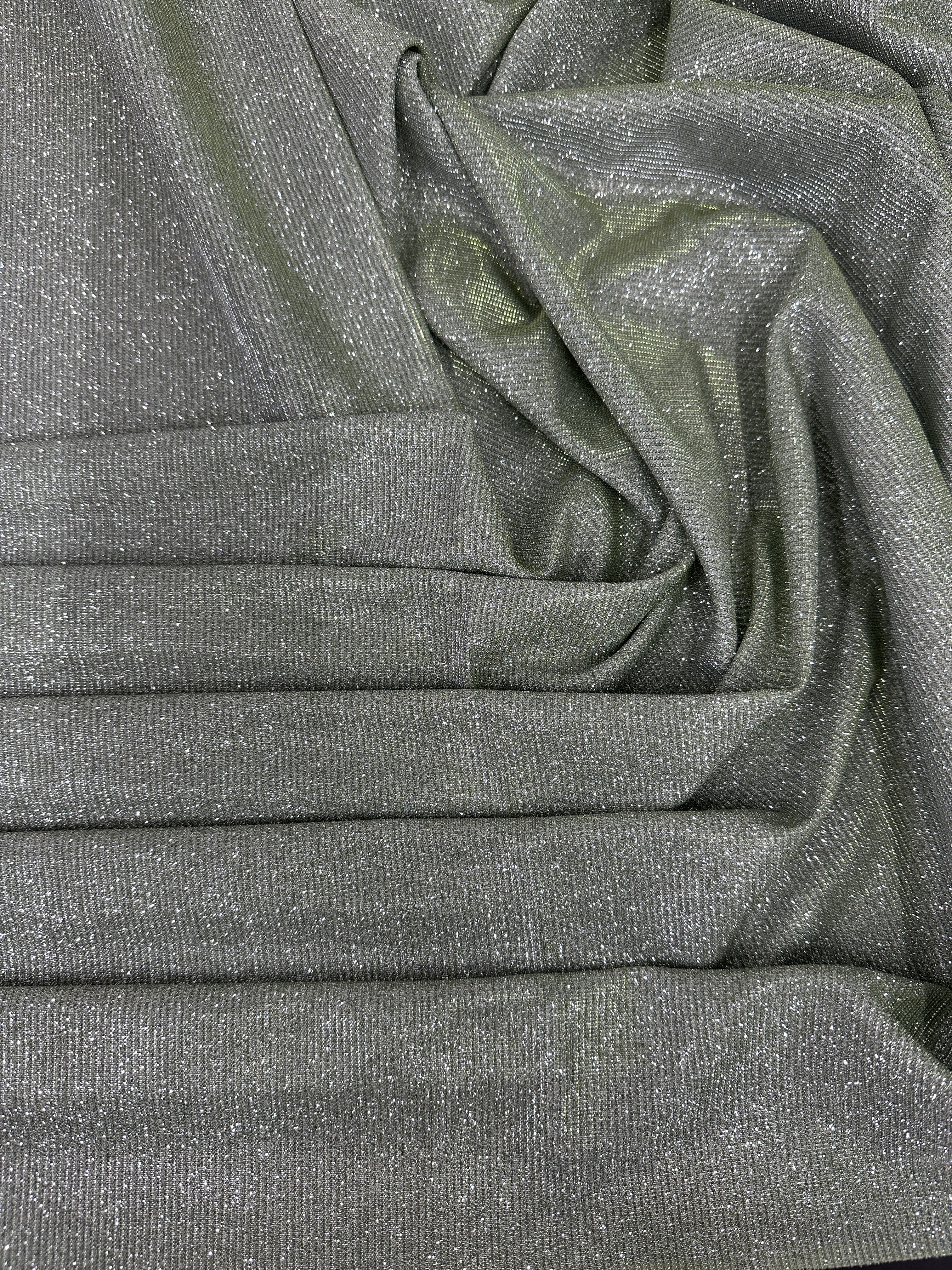 Sage Green Stretch Metallic Lurex - Image 2