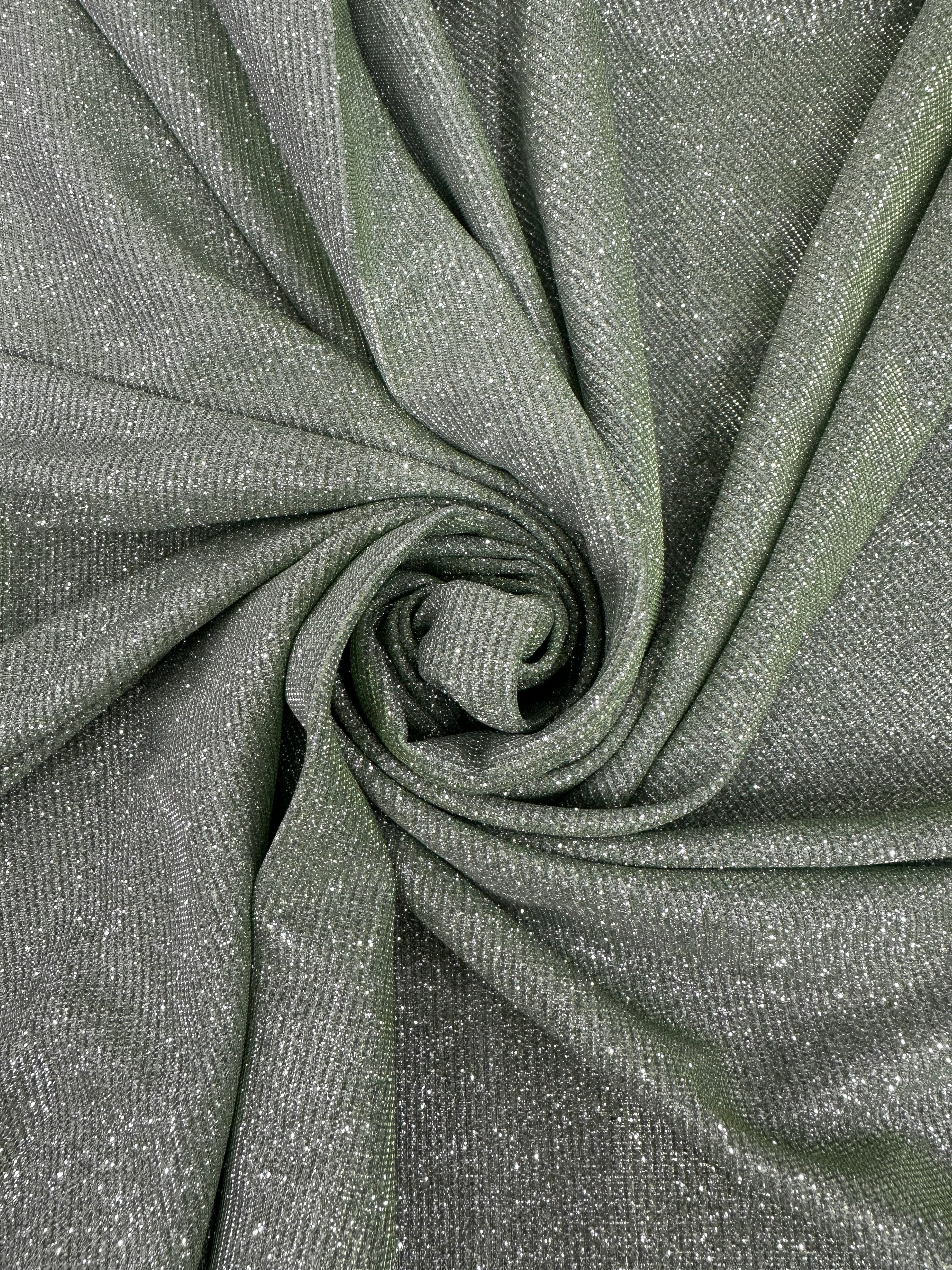 Sage Green Stretch Metallic Lurex - Image 4