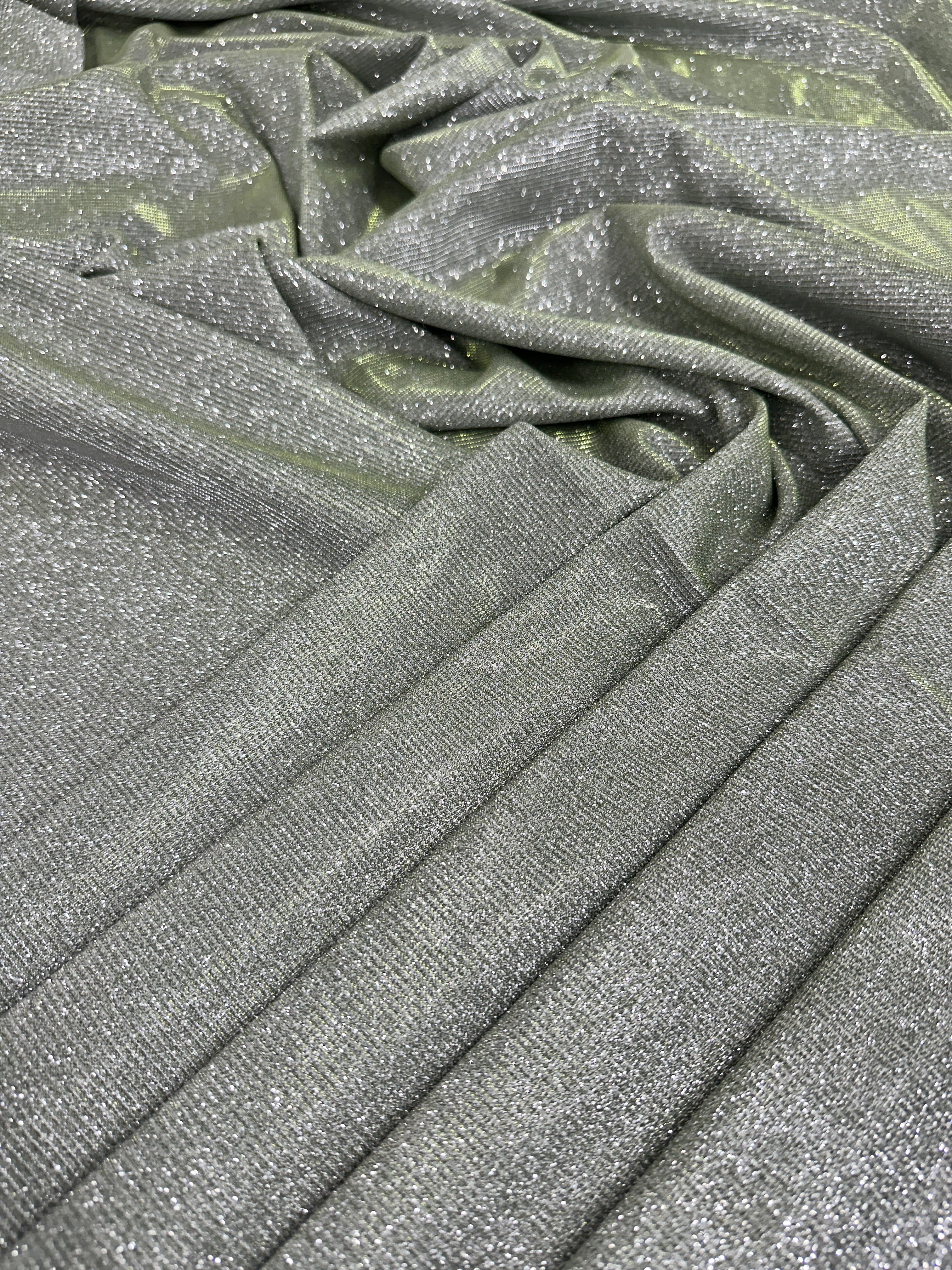 Sage Green Stretch Metallic Lurex - Image 5