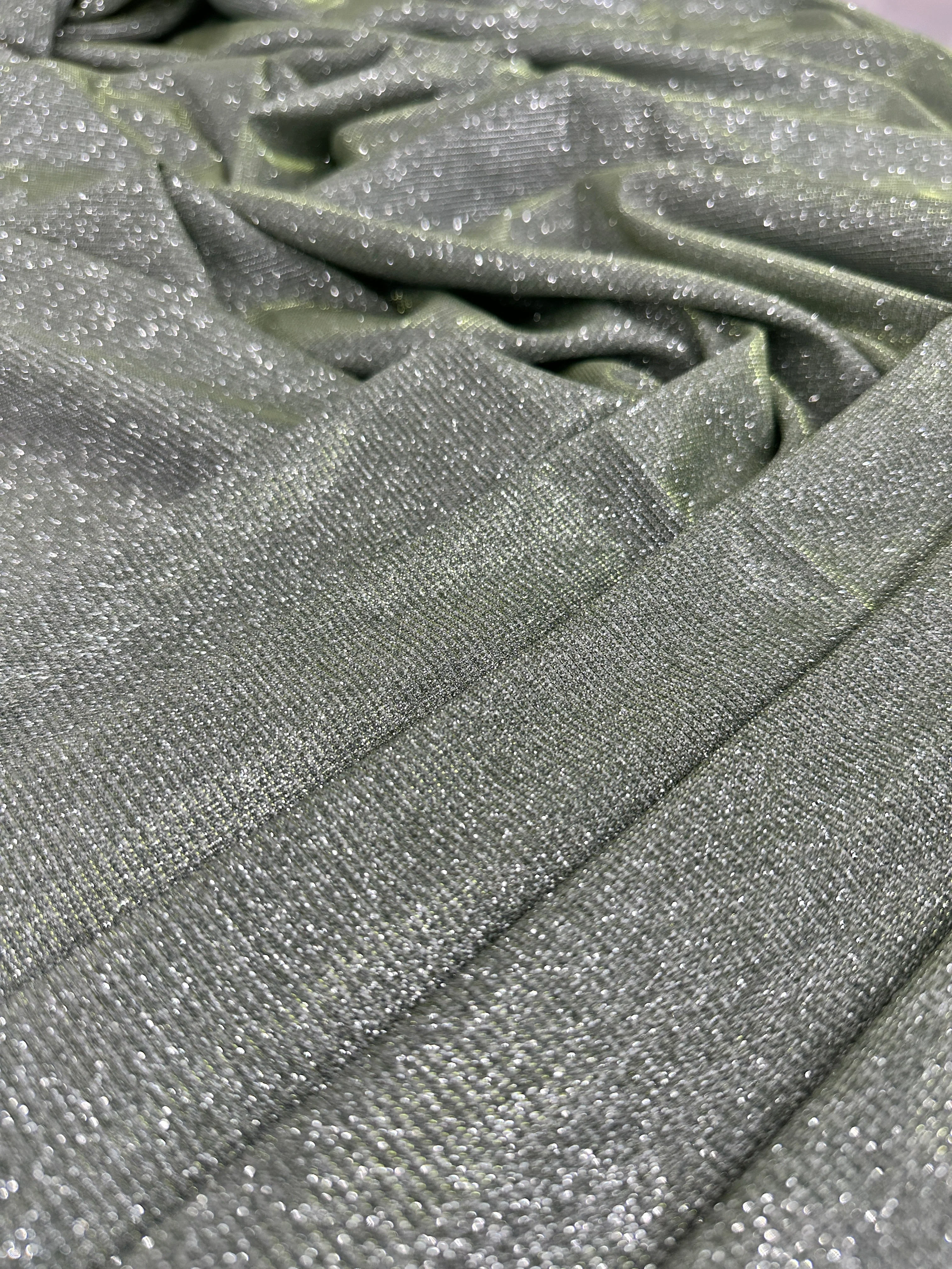 Sage Green Stretch Metallic Lurex - Image 7