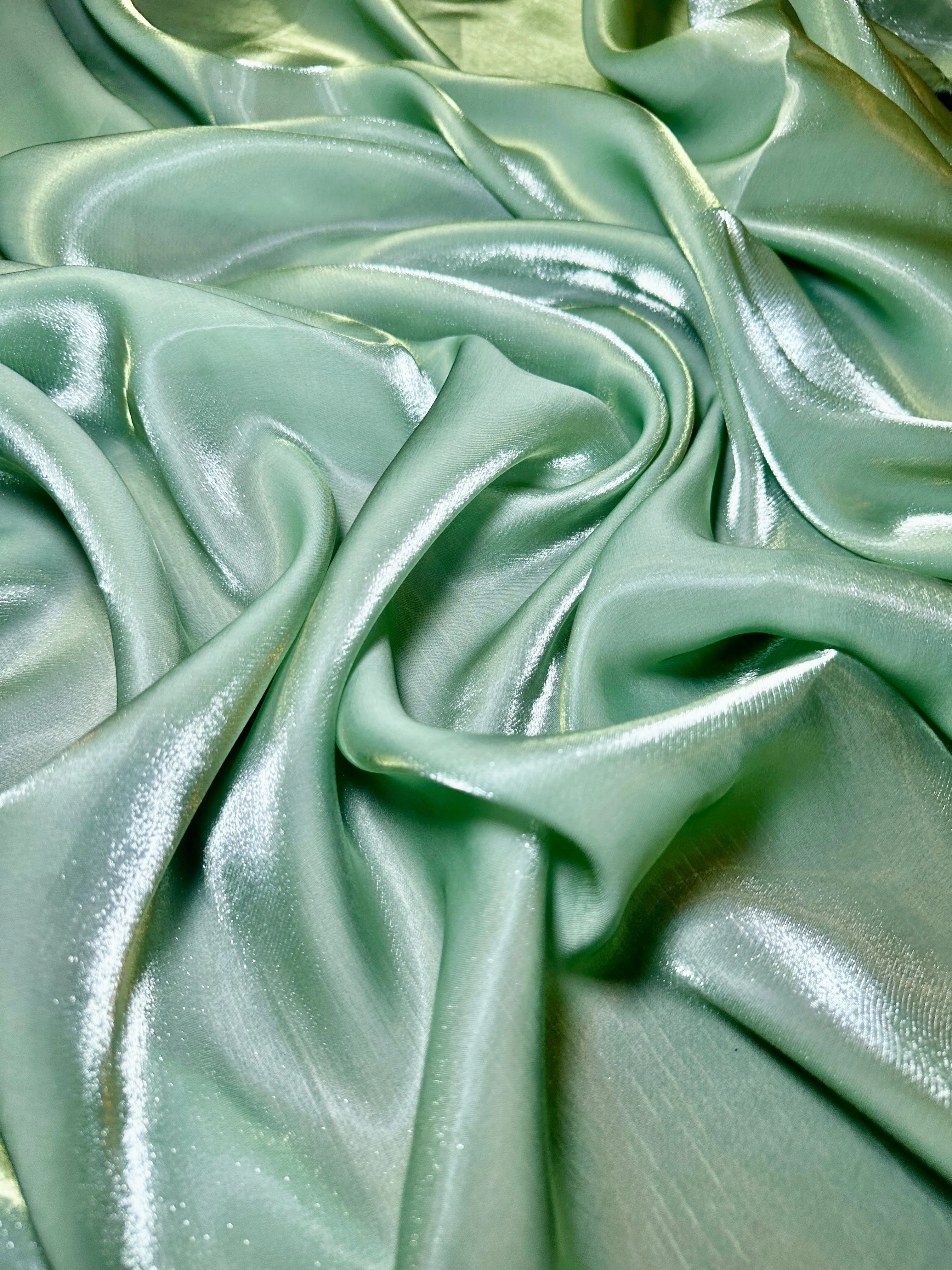 Sage Green Water Liquid Shimmery Chiffon - Image 2