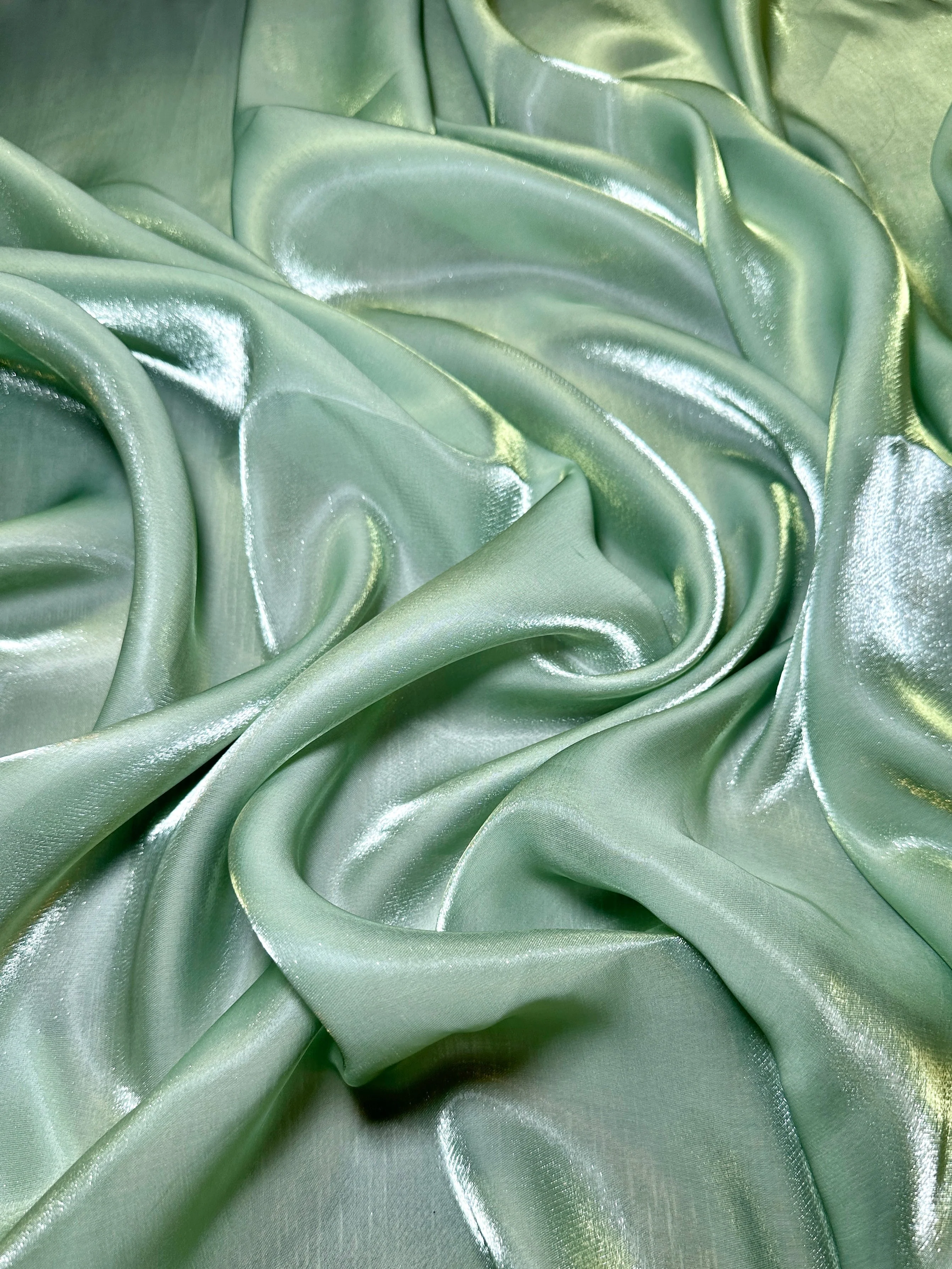 Sage Green Water Liquid Shimmery Chiffon - Image 4