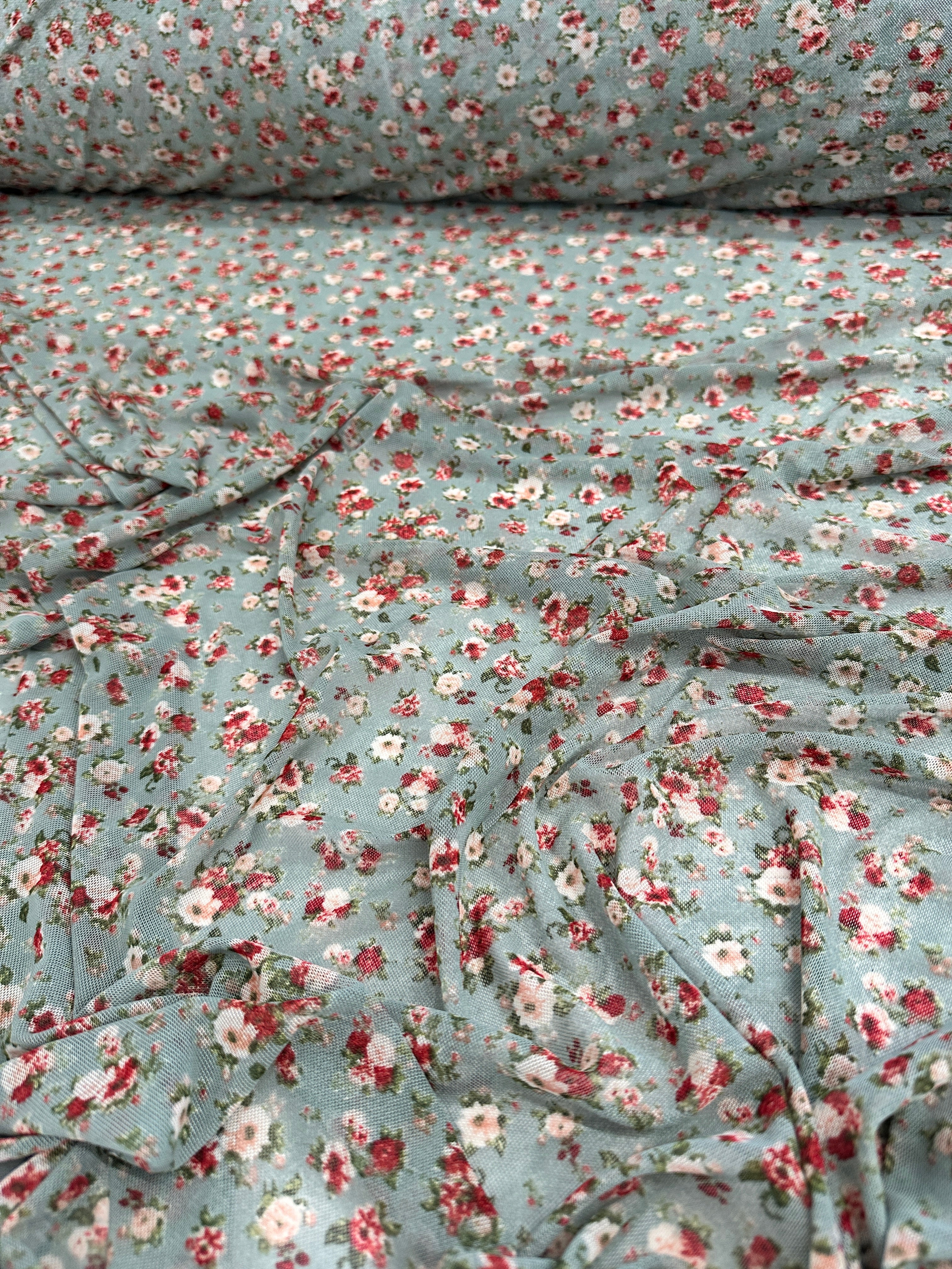 Sage Mini Flowers Print Power Mesh - Image 6