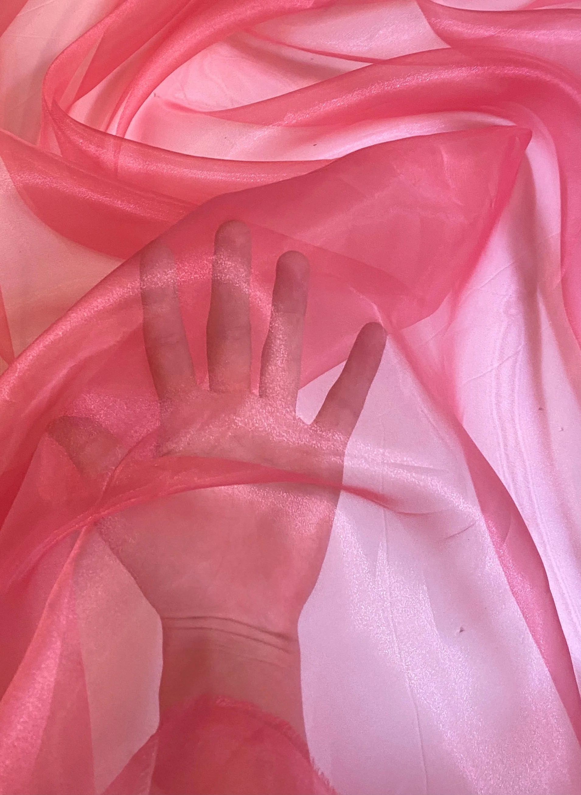 Salmon/Coral Crystal Organza - Image 5
