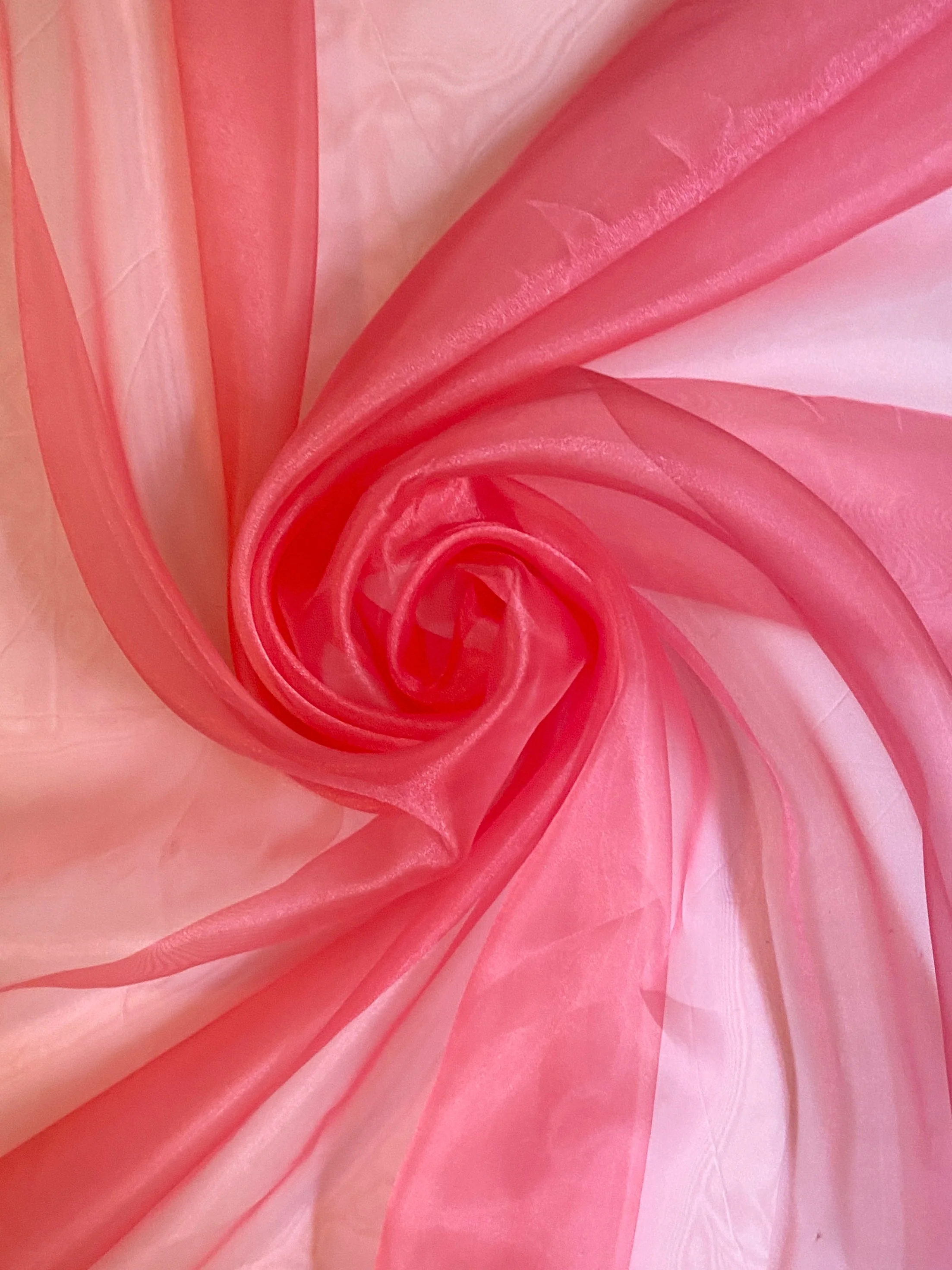 Salmon/Coral Crystal Organza - Image 6