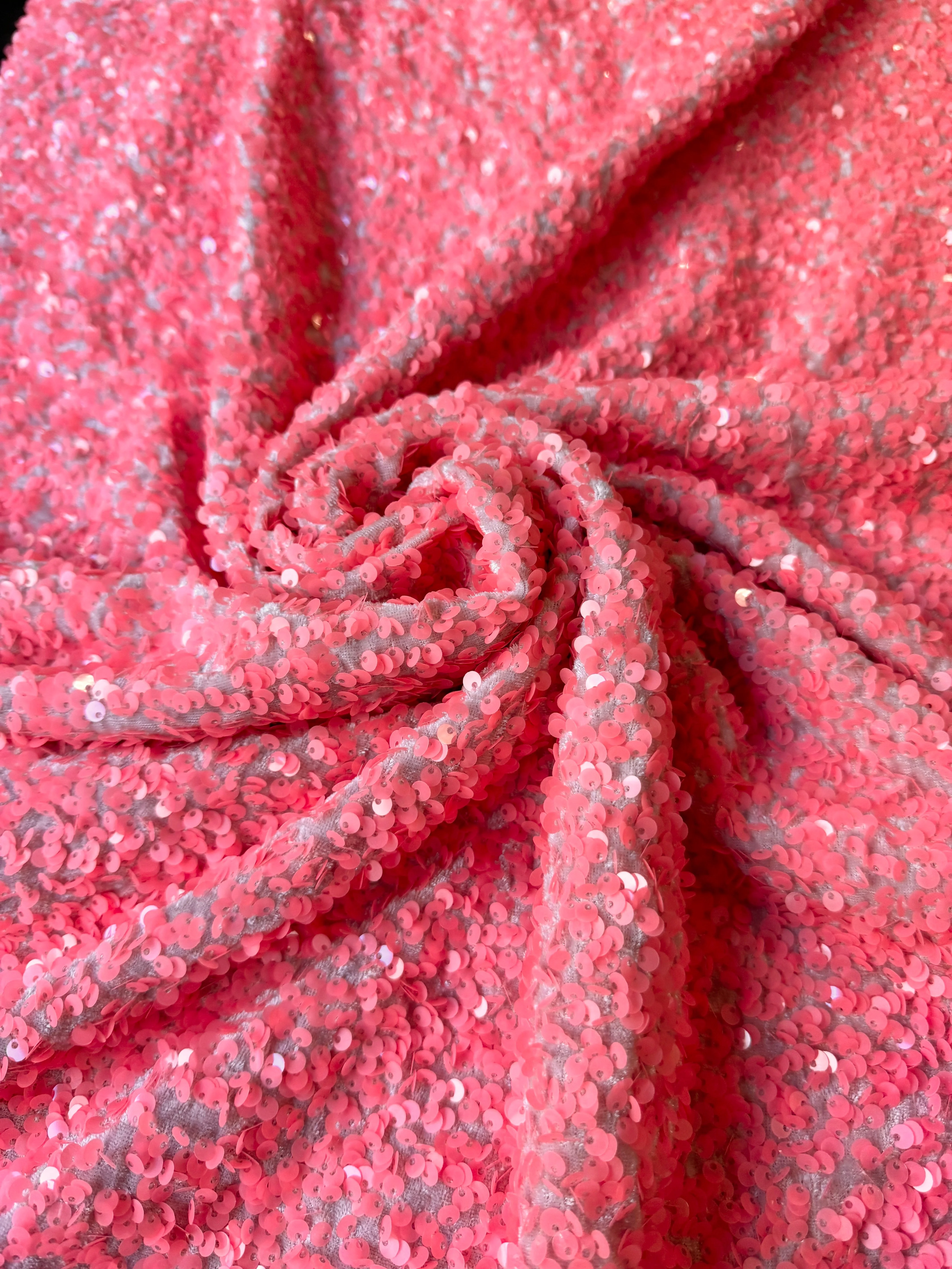 Salmon Pink Sequin on Velvet - Image 3