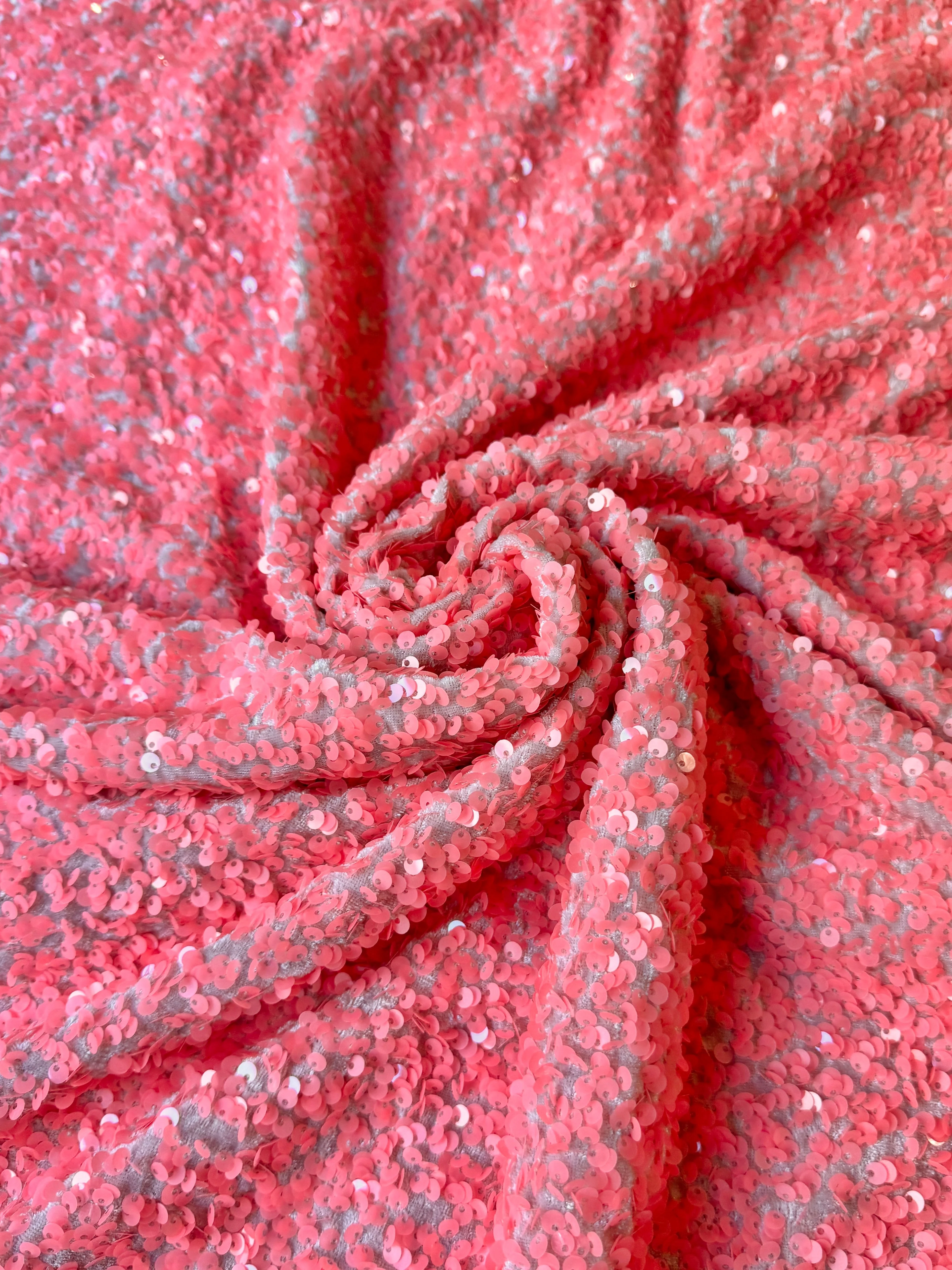 Salmon Pink Sequin on Velvet - Image 4