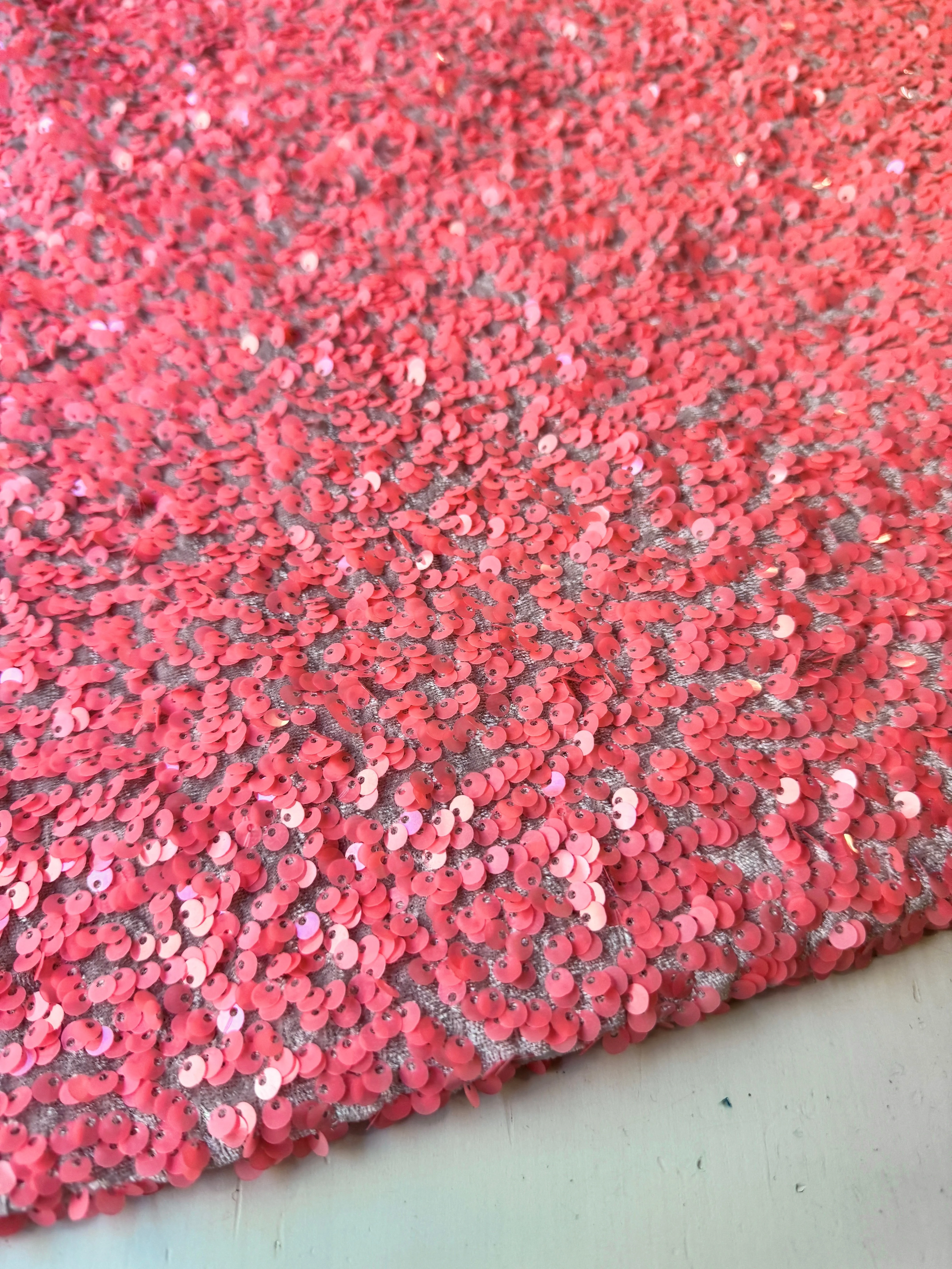 Salmon Pink Sequin on Velvet - Image 5