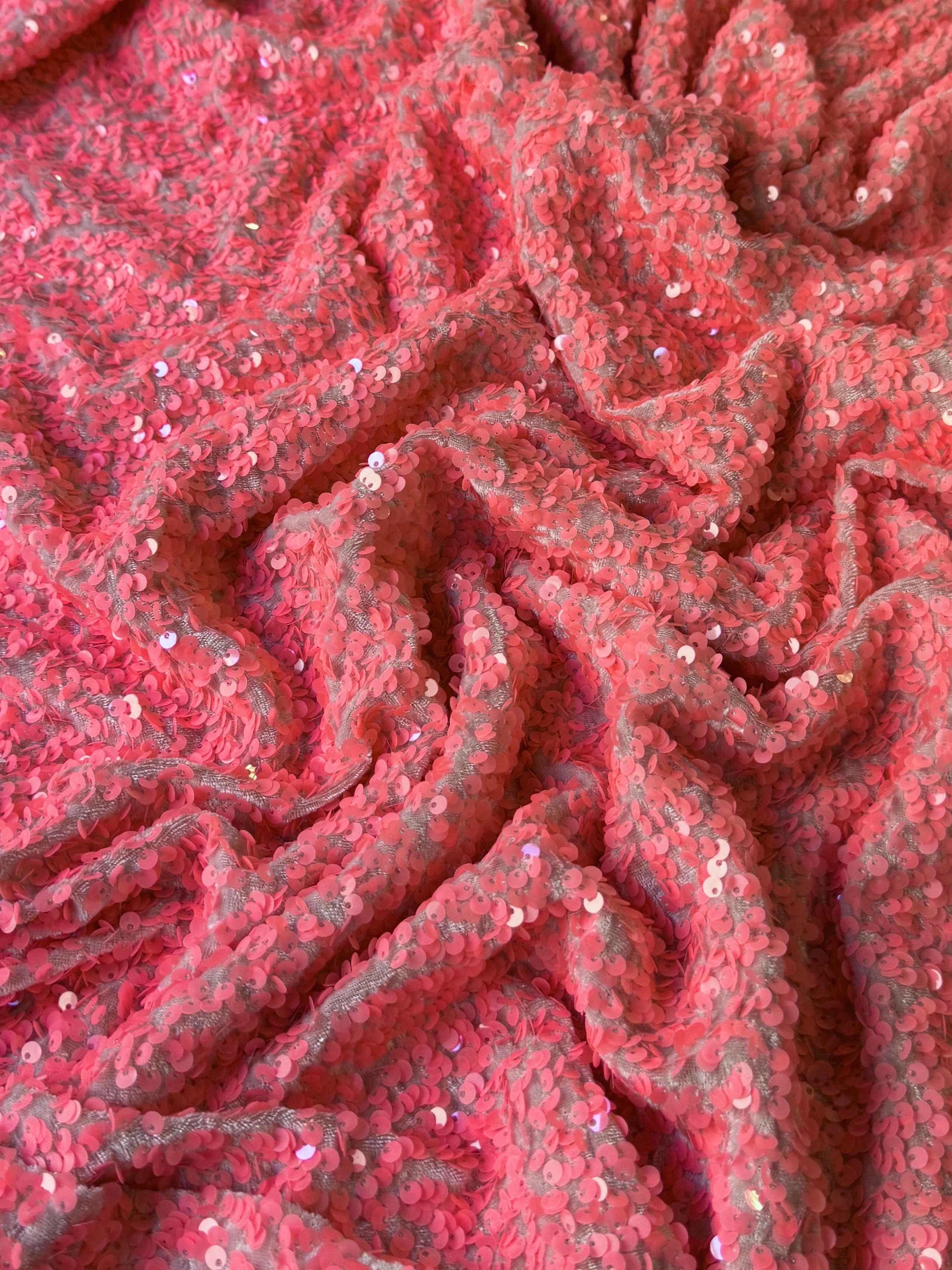 Salmon Pink Sequin on Velvet - Image 8