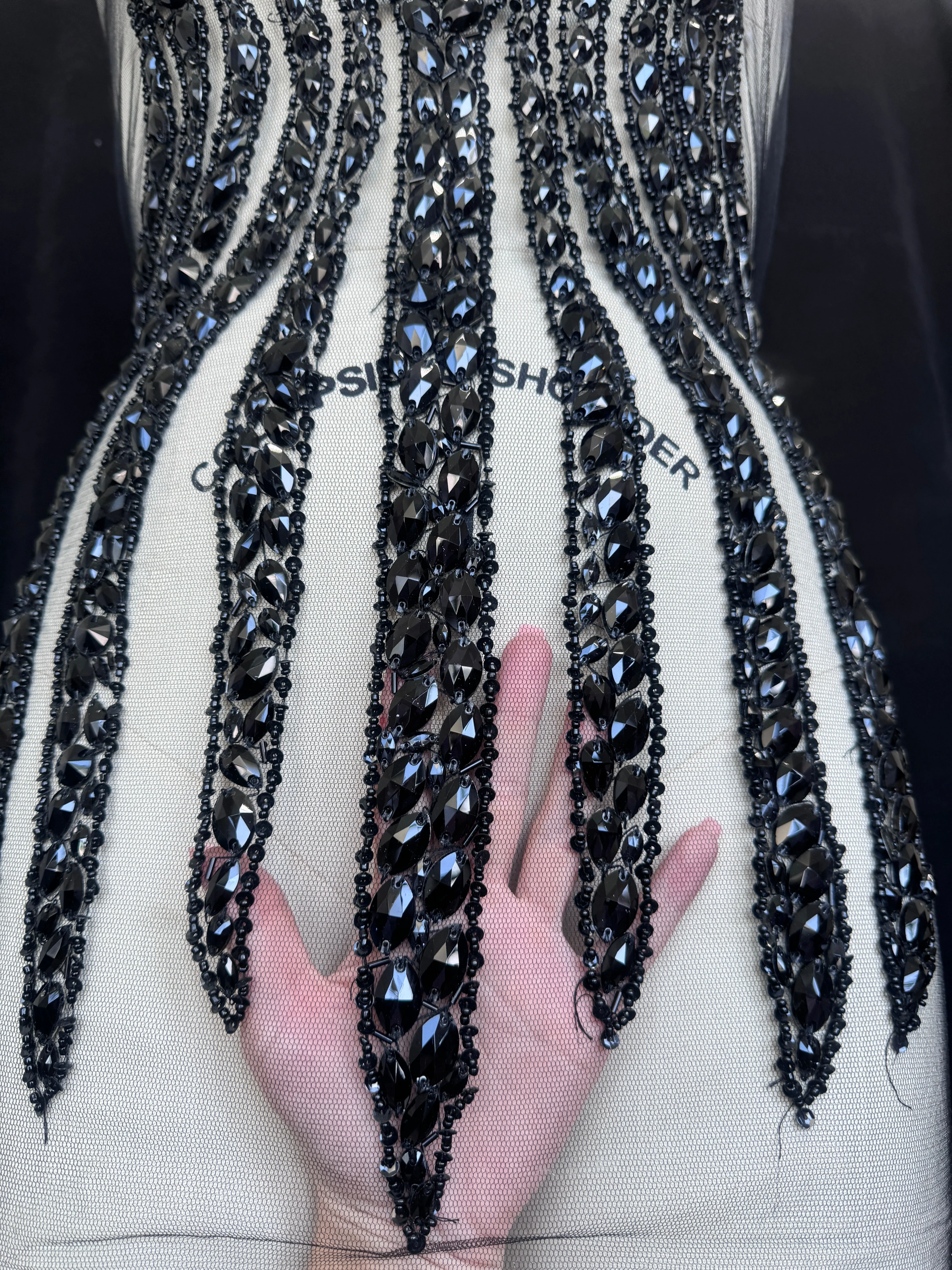 Sammy Black Rhinestone Bodice Applique - Image 8