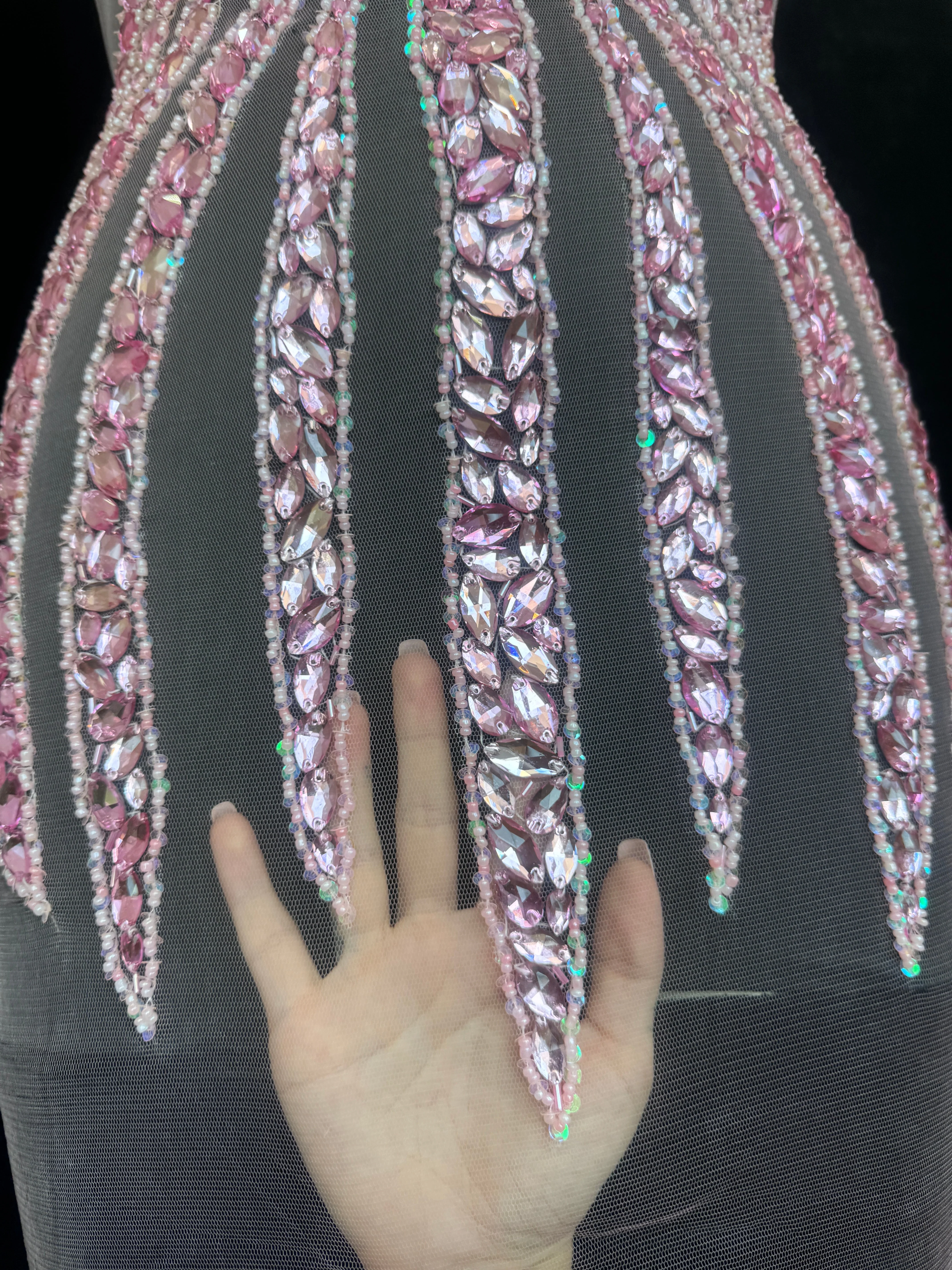 Sammy Pink Rhinestone Bodice Applique - Image 5