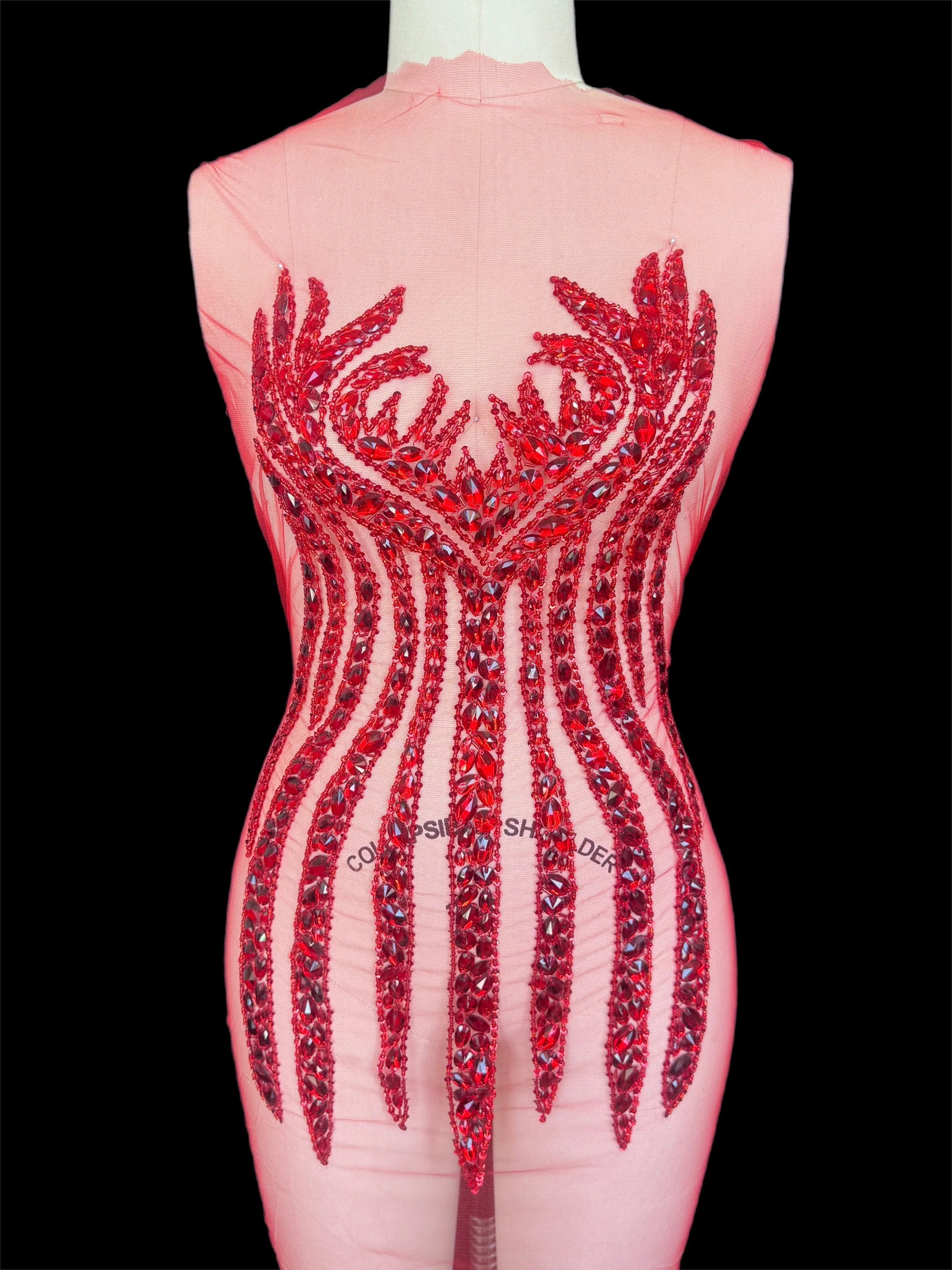 Sammy Red Rhinestone Bodice Applique
