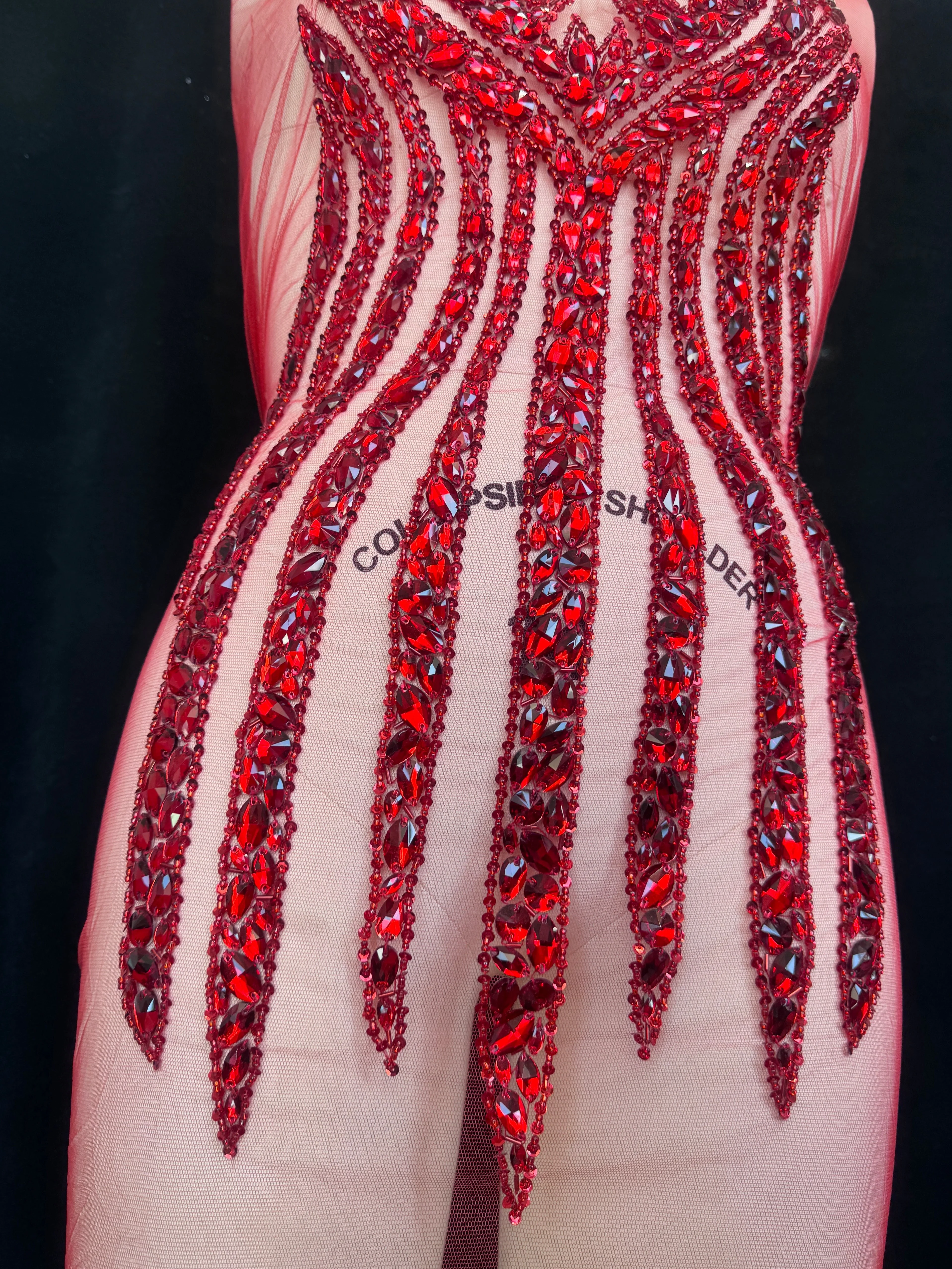 Sammy Red Rhinestone Bodice Applique - Image 4