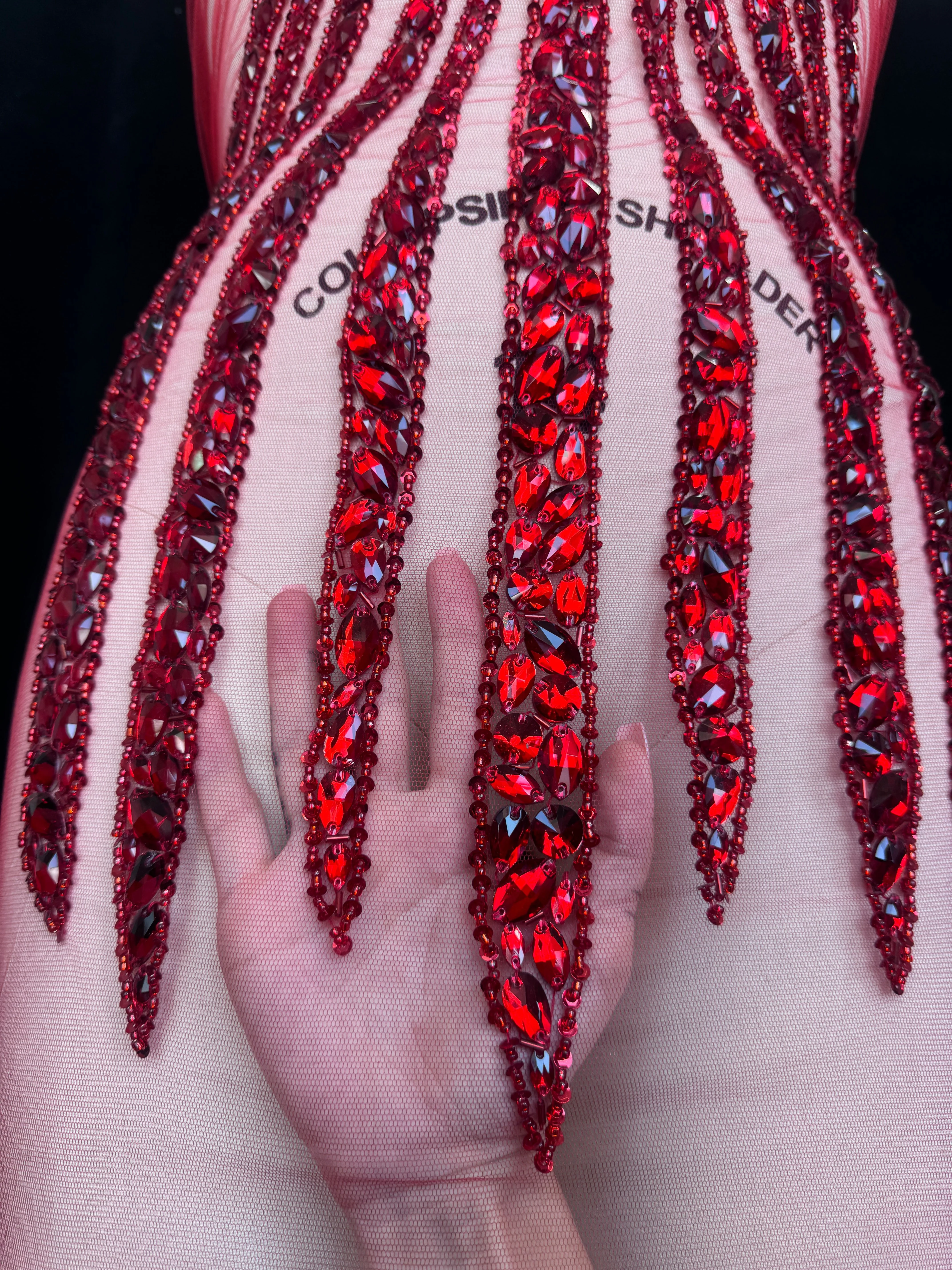 Sammy Red Rhinestone Bodice Applique - Image 5