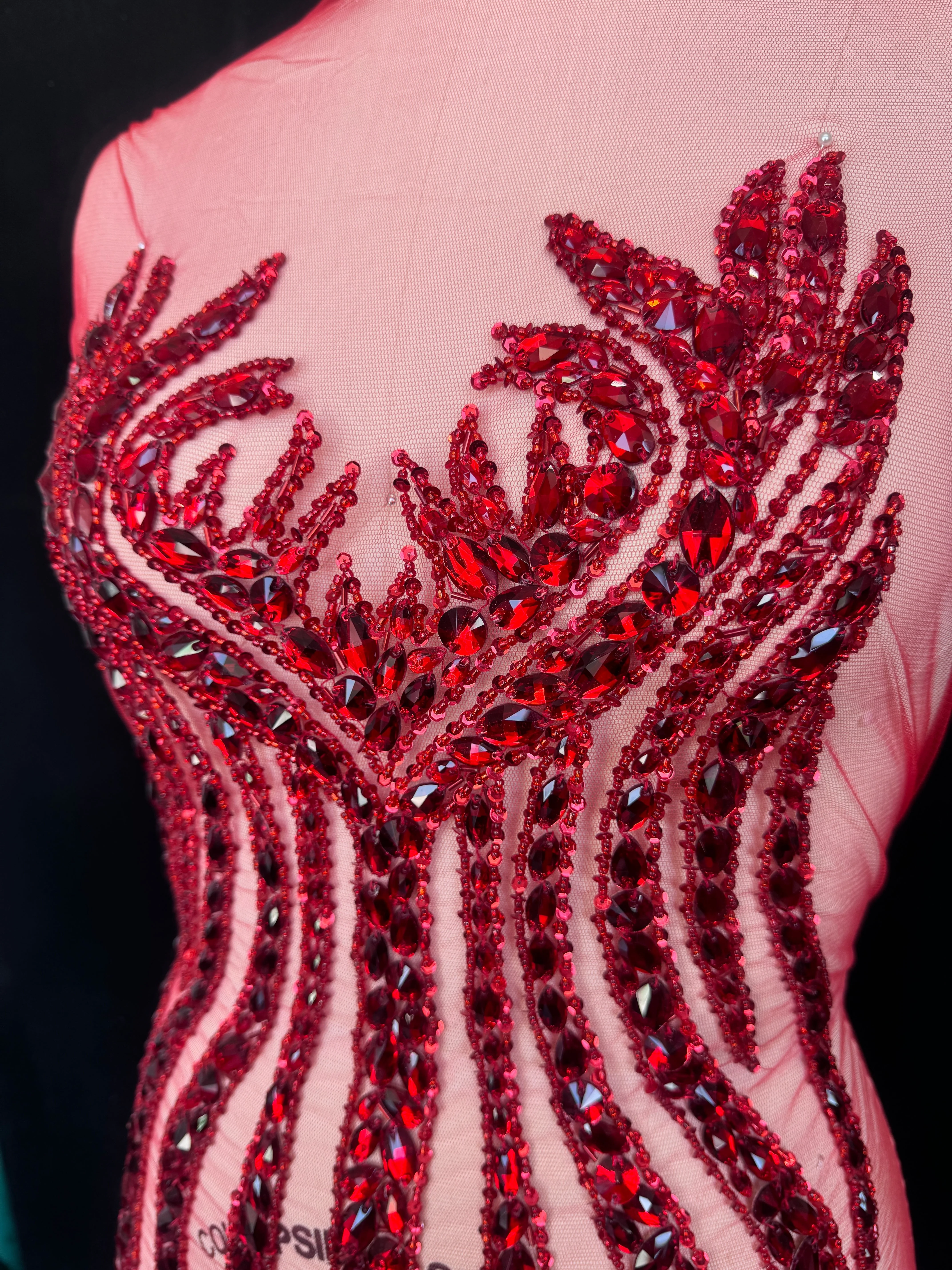 Sammy Red Rhinestone Bodice Applique - Image 6