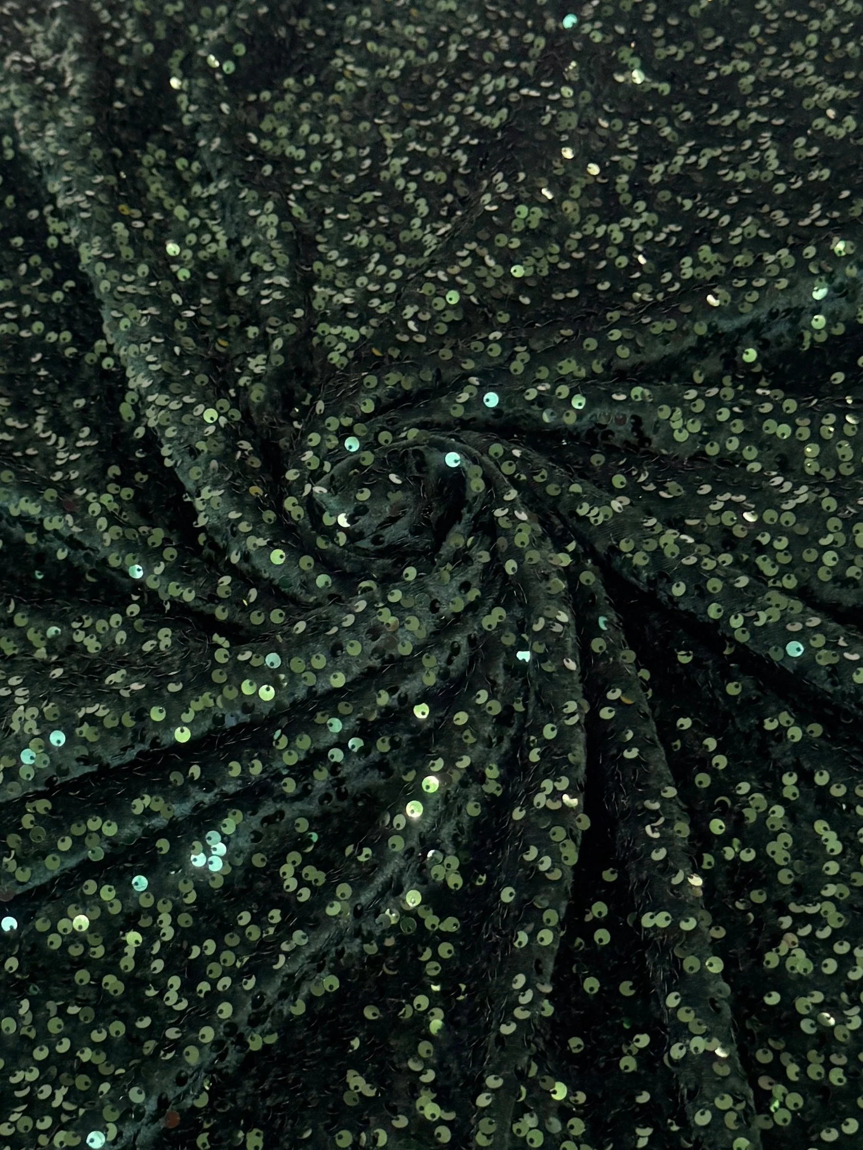 Hunter Green Sequins Velvet