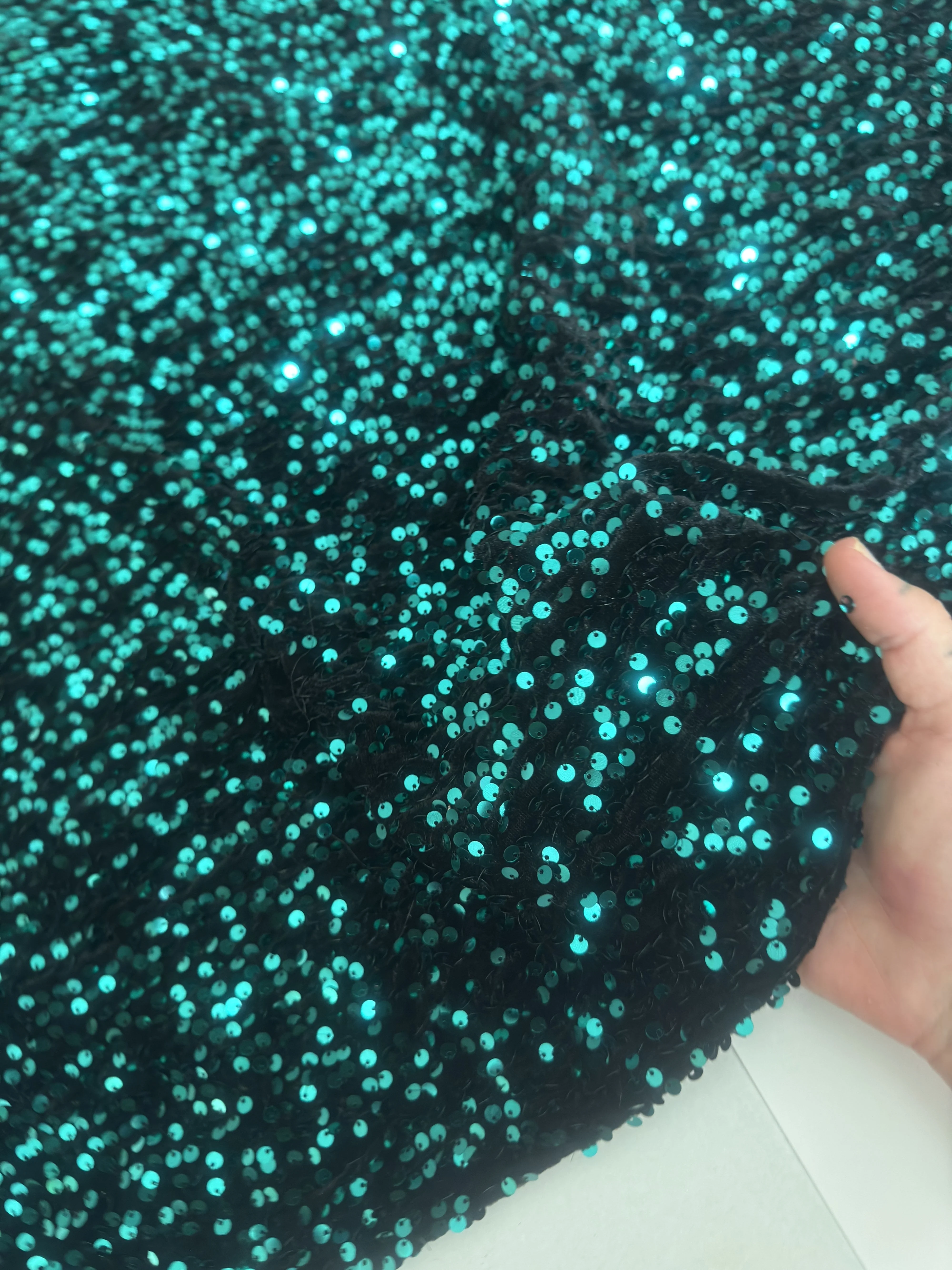 Jade Green Sequins Velvet - Image 8