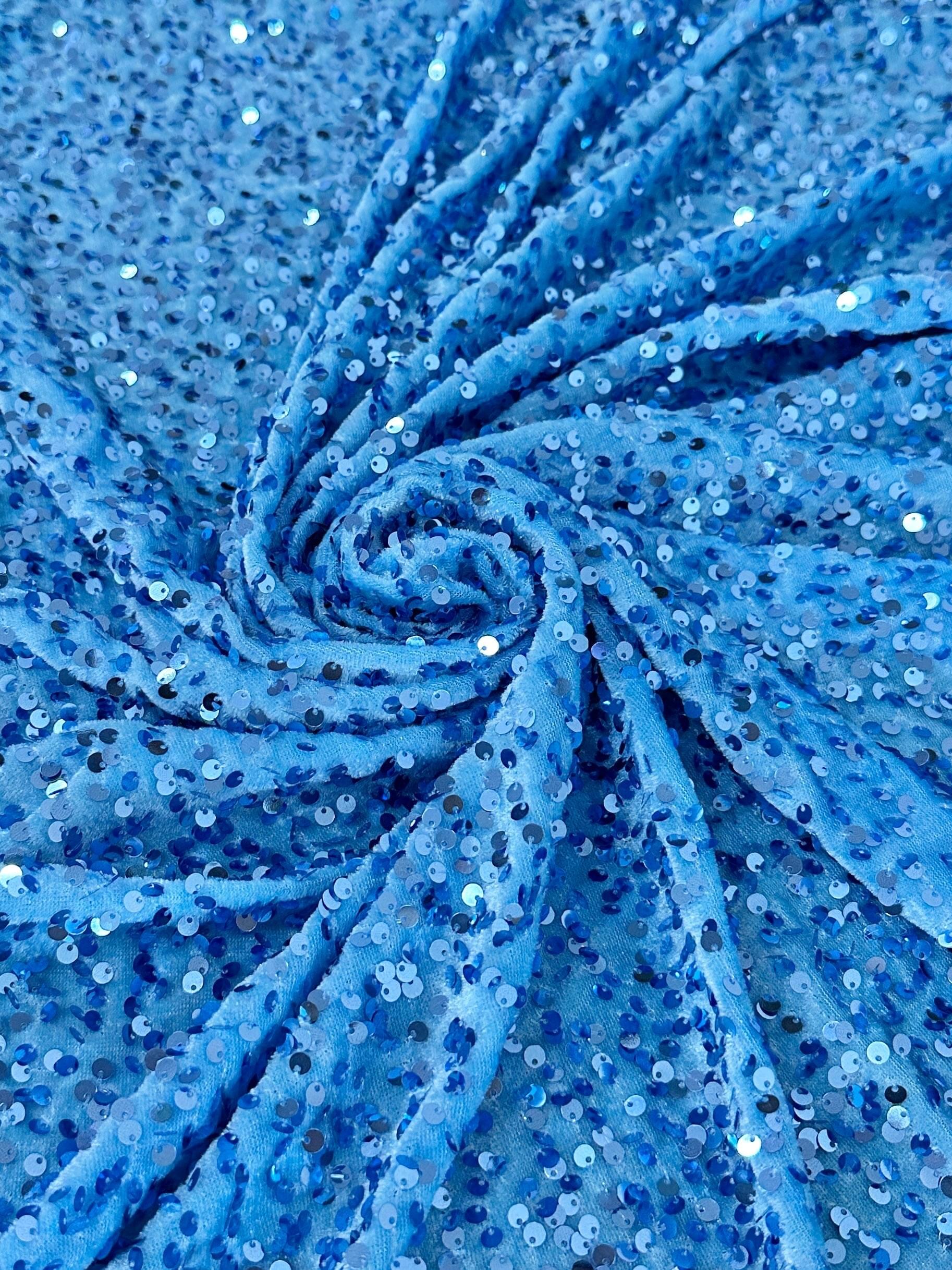 Baby Blue Sequins Velvet