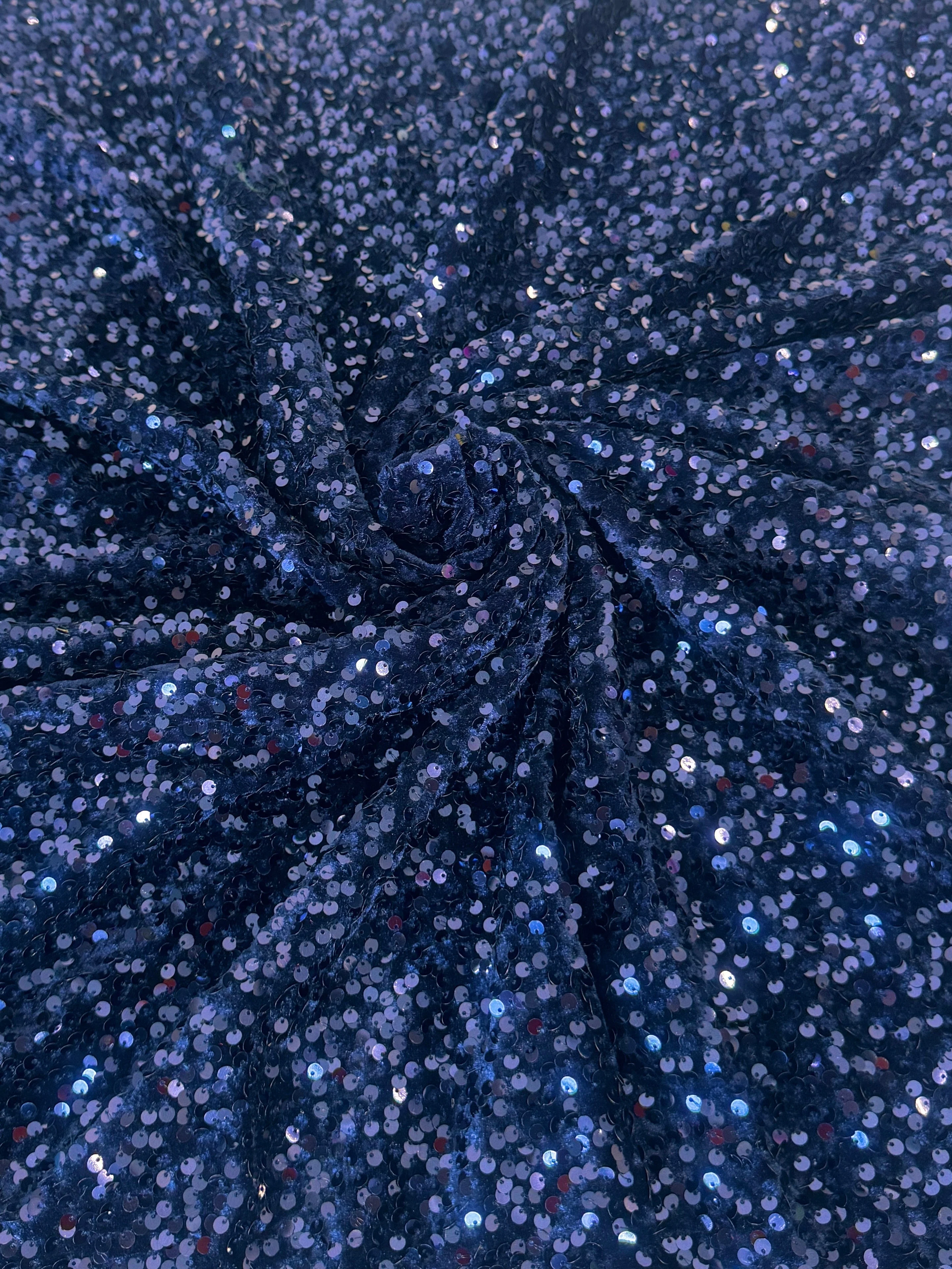 Navy Sequins Velvet