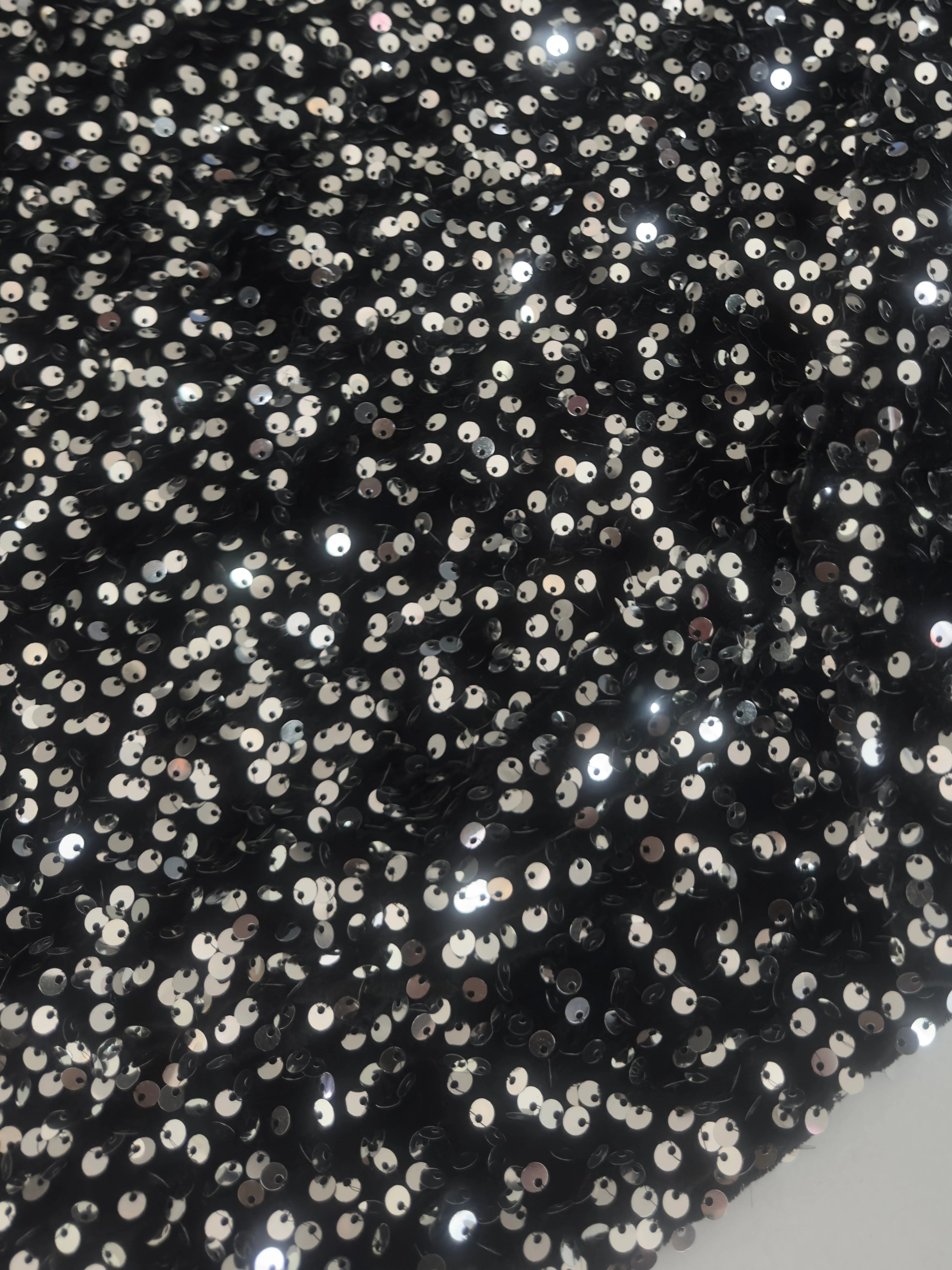 Silver - Black Sequins Velvet - Image 4