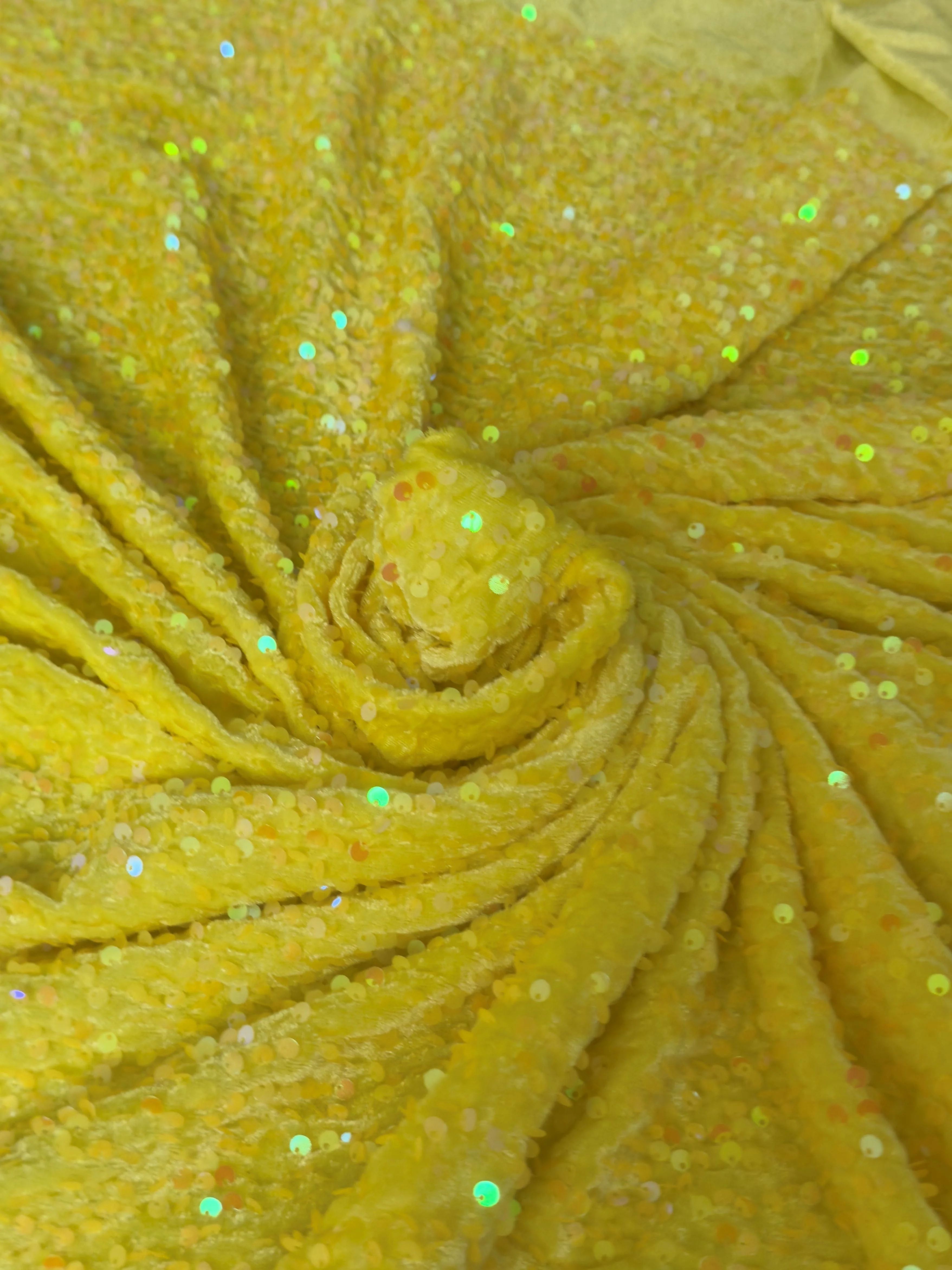 Banana Yellow Sequins Velvet