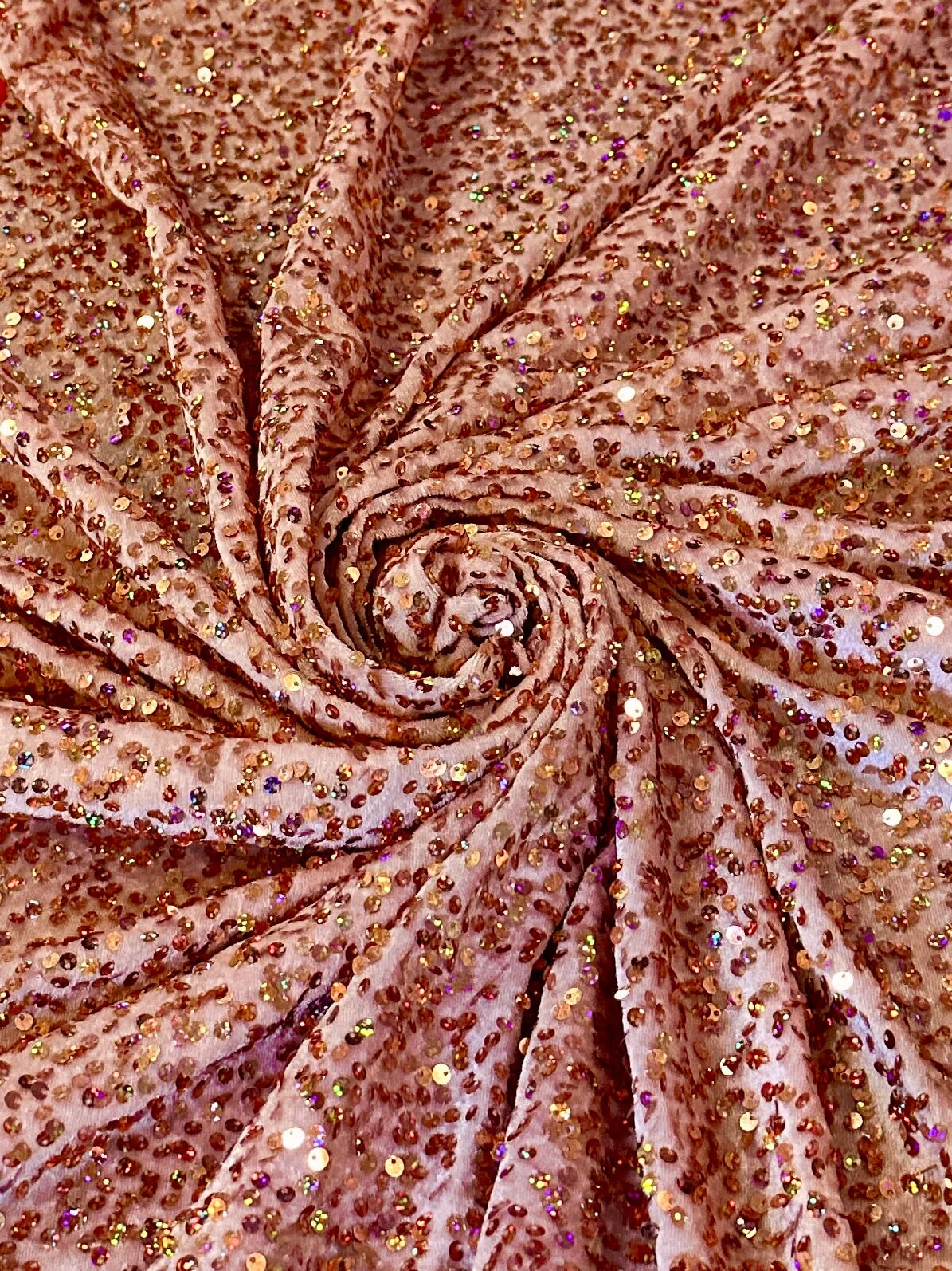 Blush Iridescent Sequins Velvet