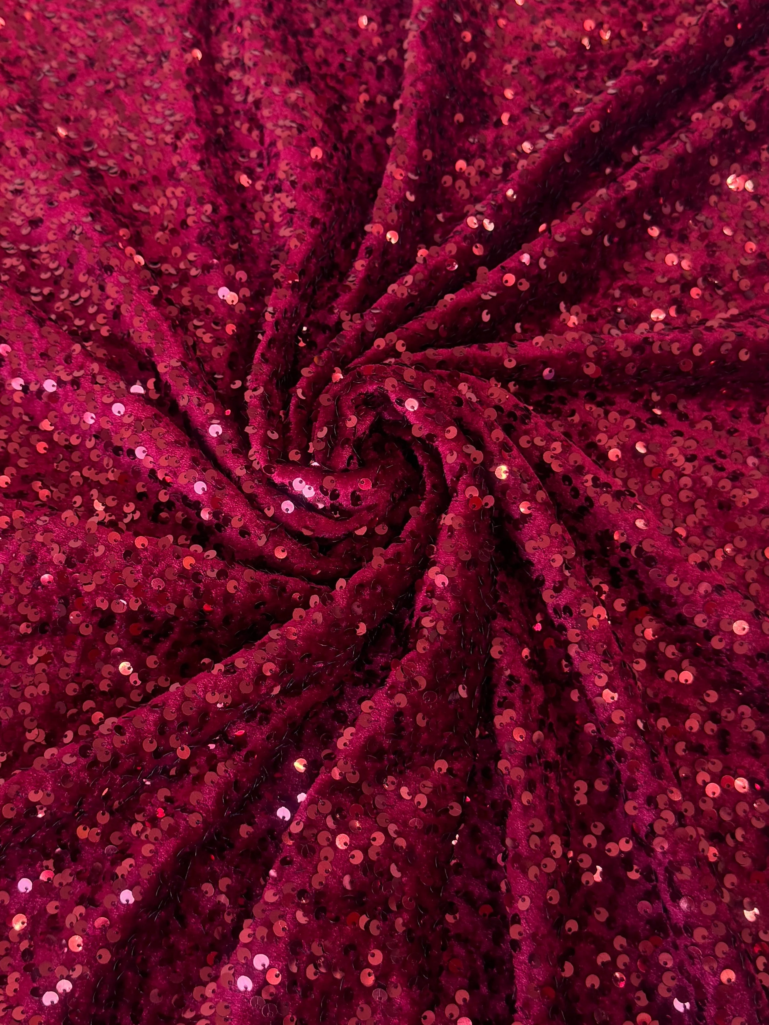 Burgundy Sequins Velvet