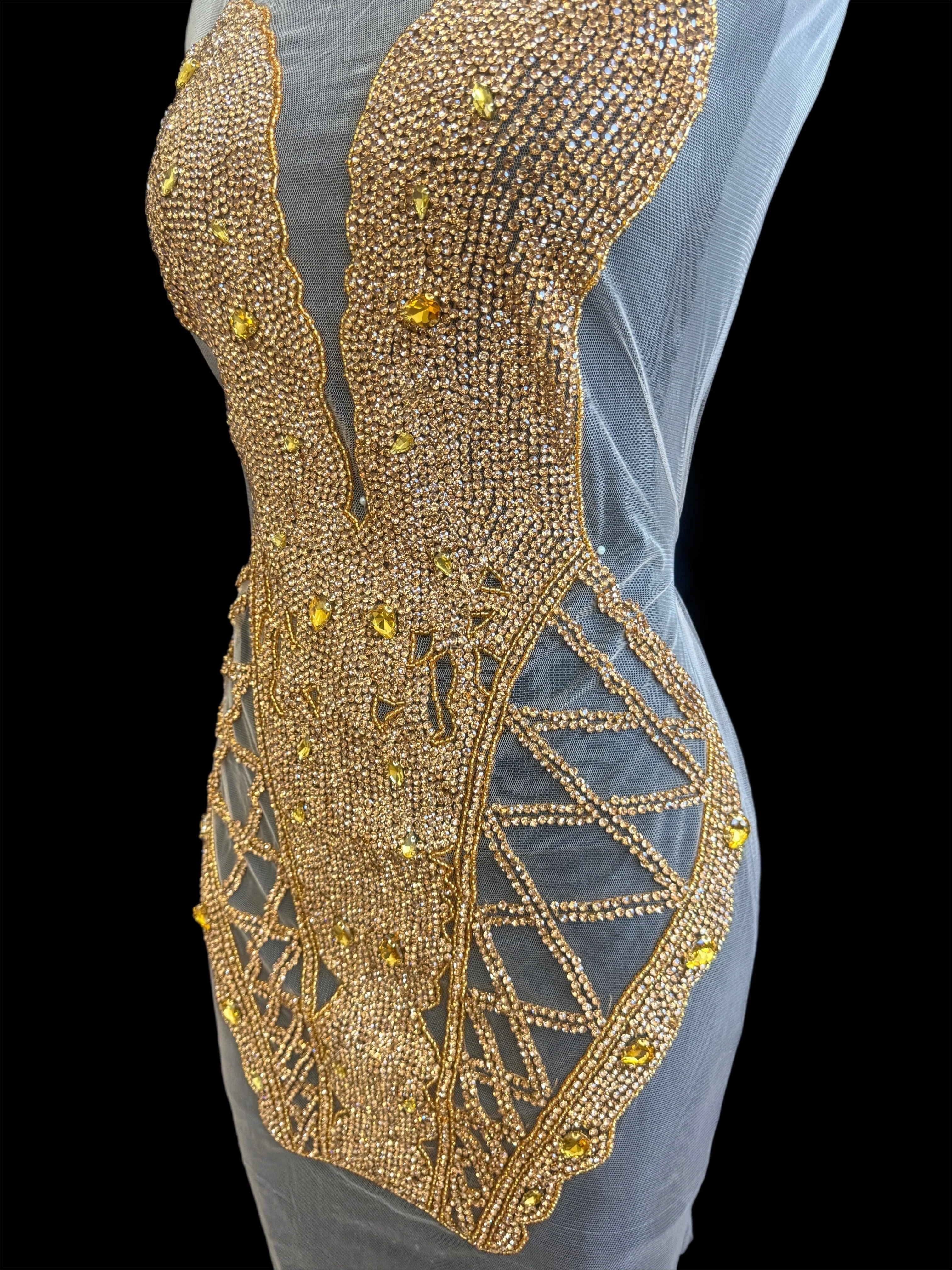 Shannon Gold Rhinestones Bodice Applique - Image 6