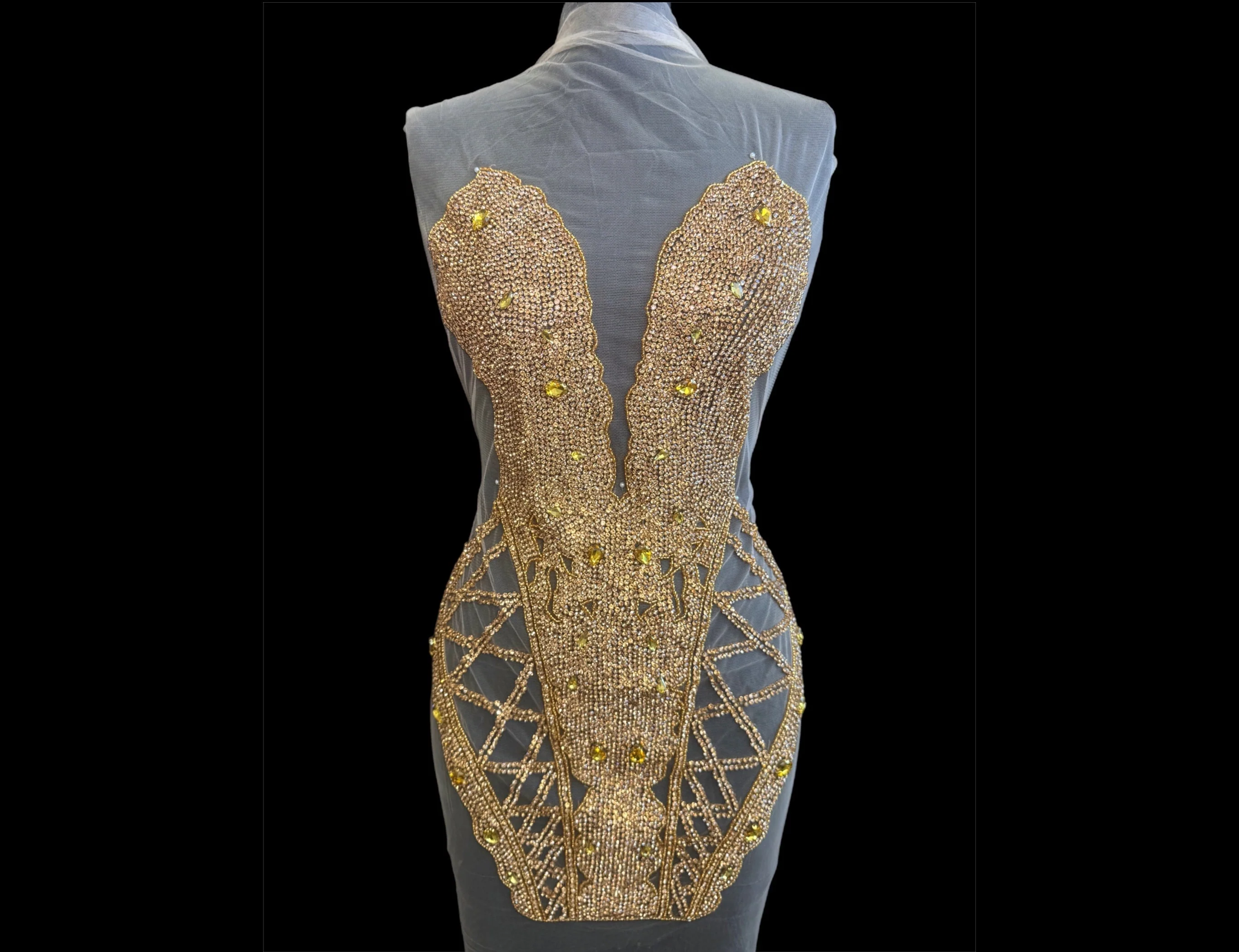 Shannon Gold Rhinestones Bodice Applique - Image 8