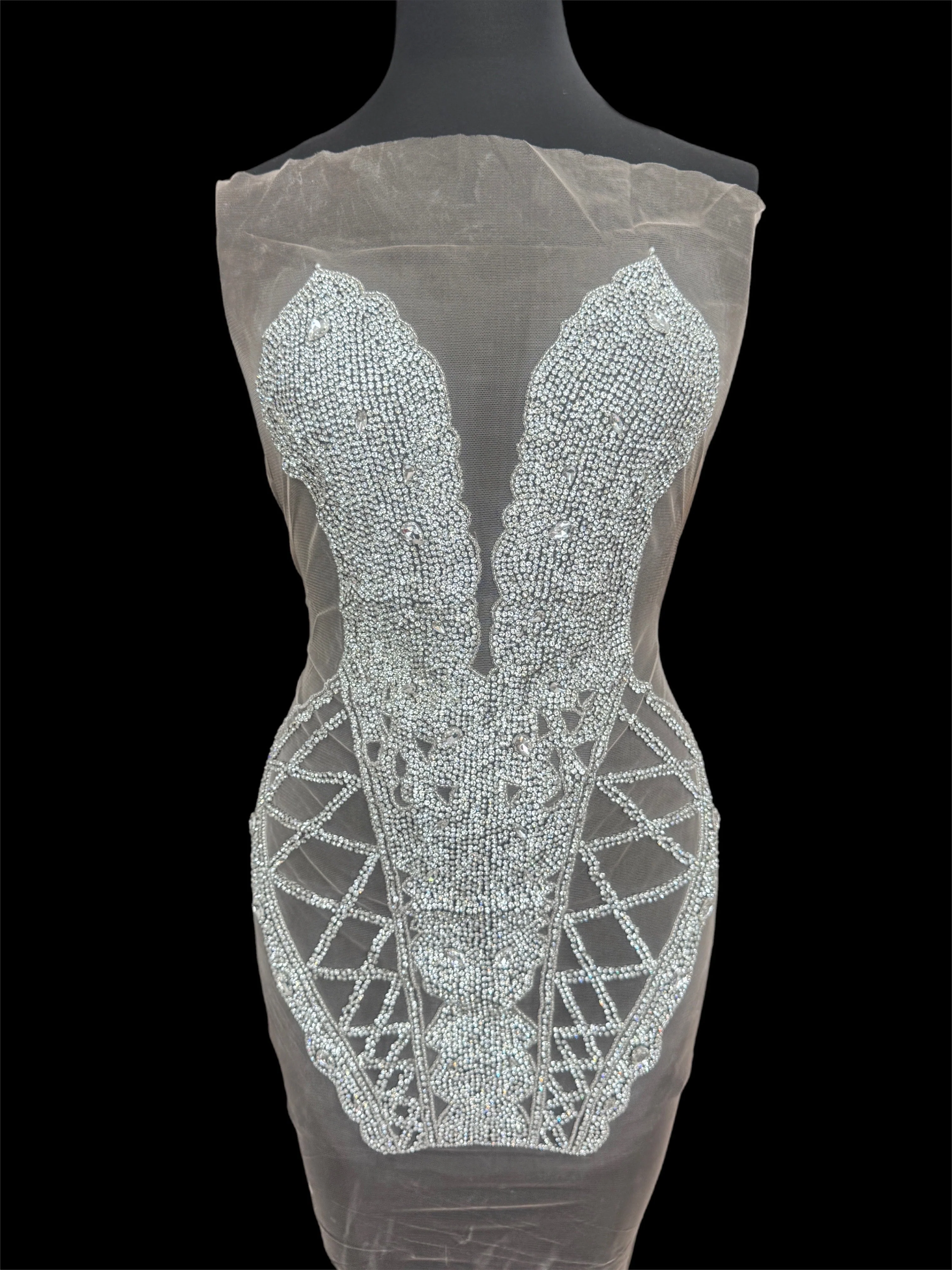 Shannon Silver Rhinestone Bodice Appliqué