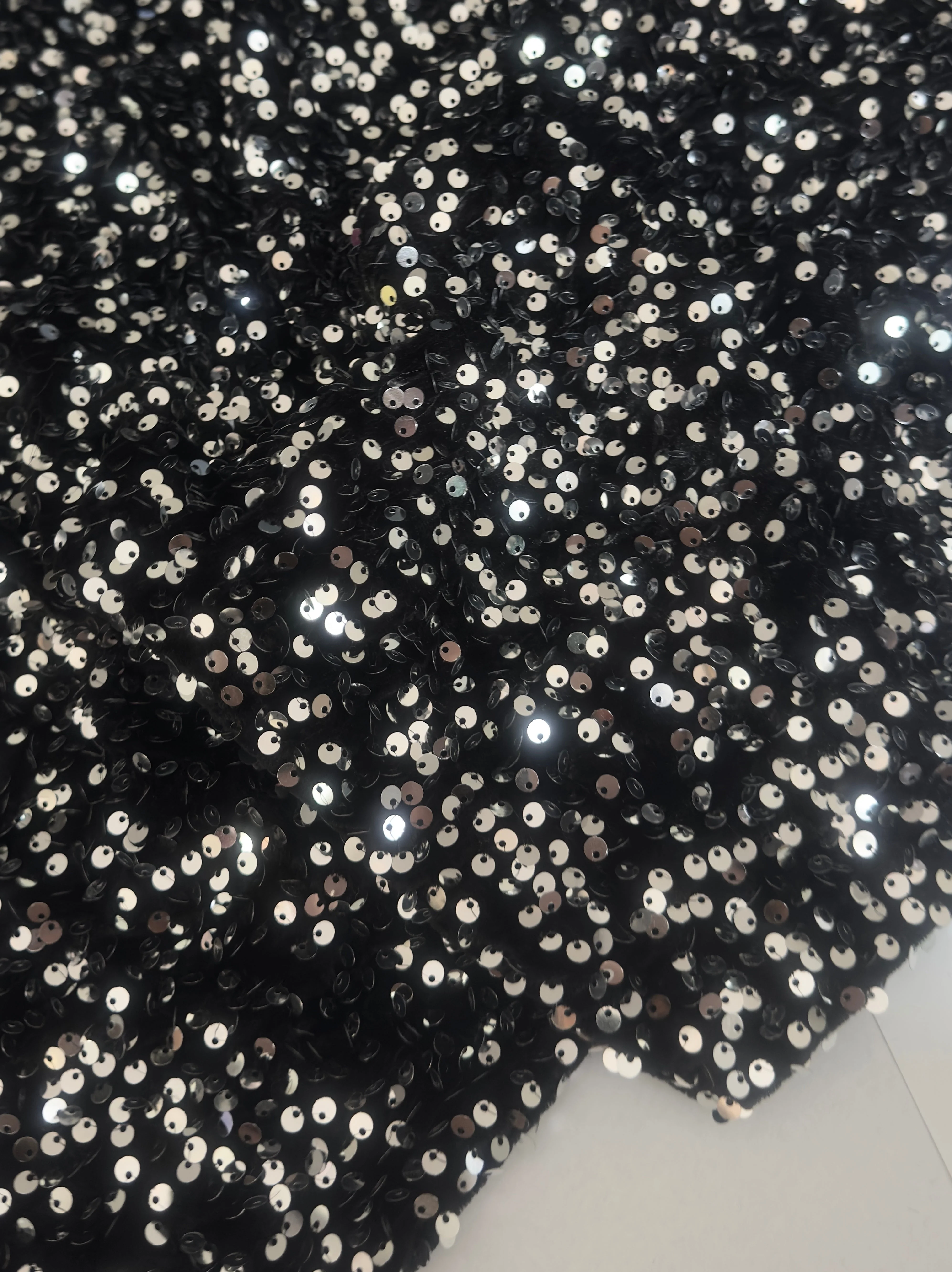 Silver - Black Sequins Velvet - Image 2