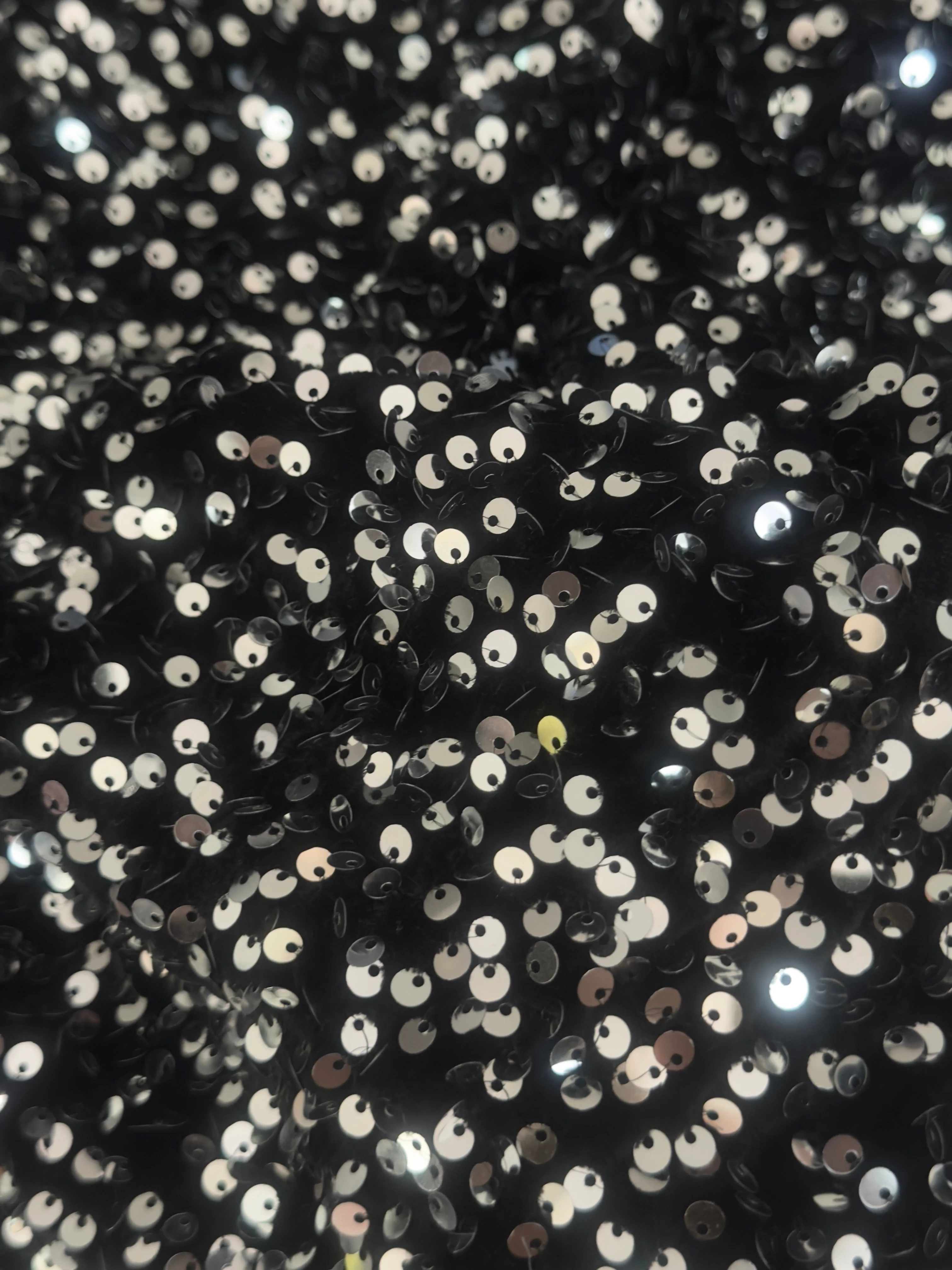 Silver - Black Sequins Velvet - Image 3