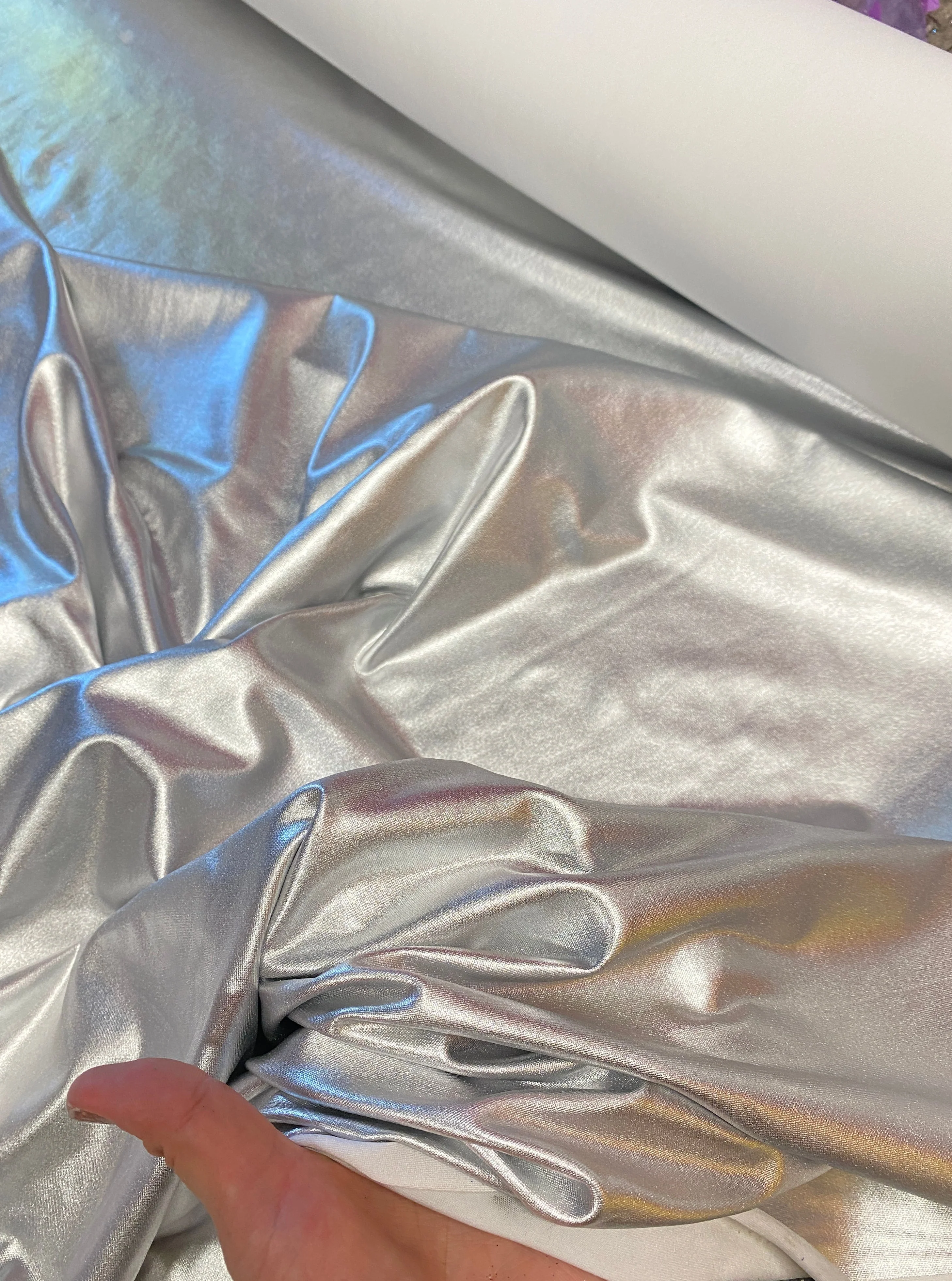 Silver Foil Lame Spandex - Image 7