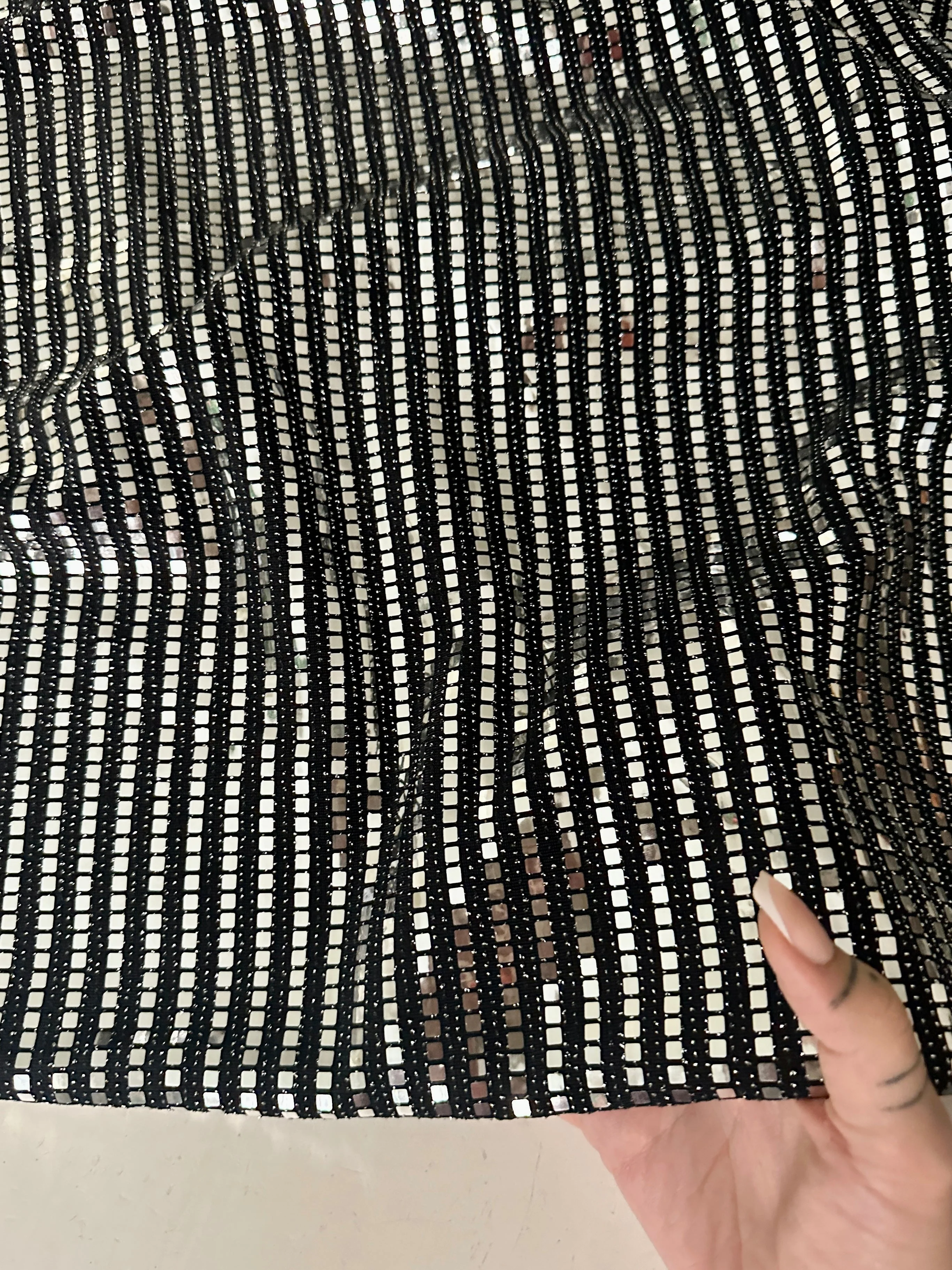 Silver Foiled Mirror Sequins on Knit - Image 3