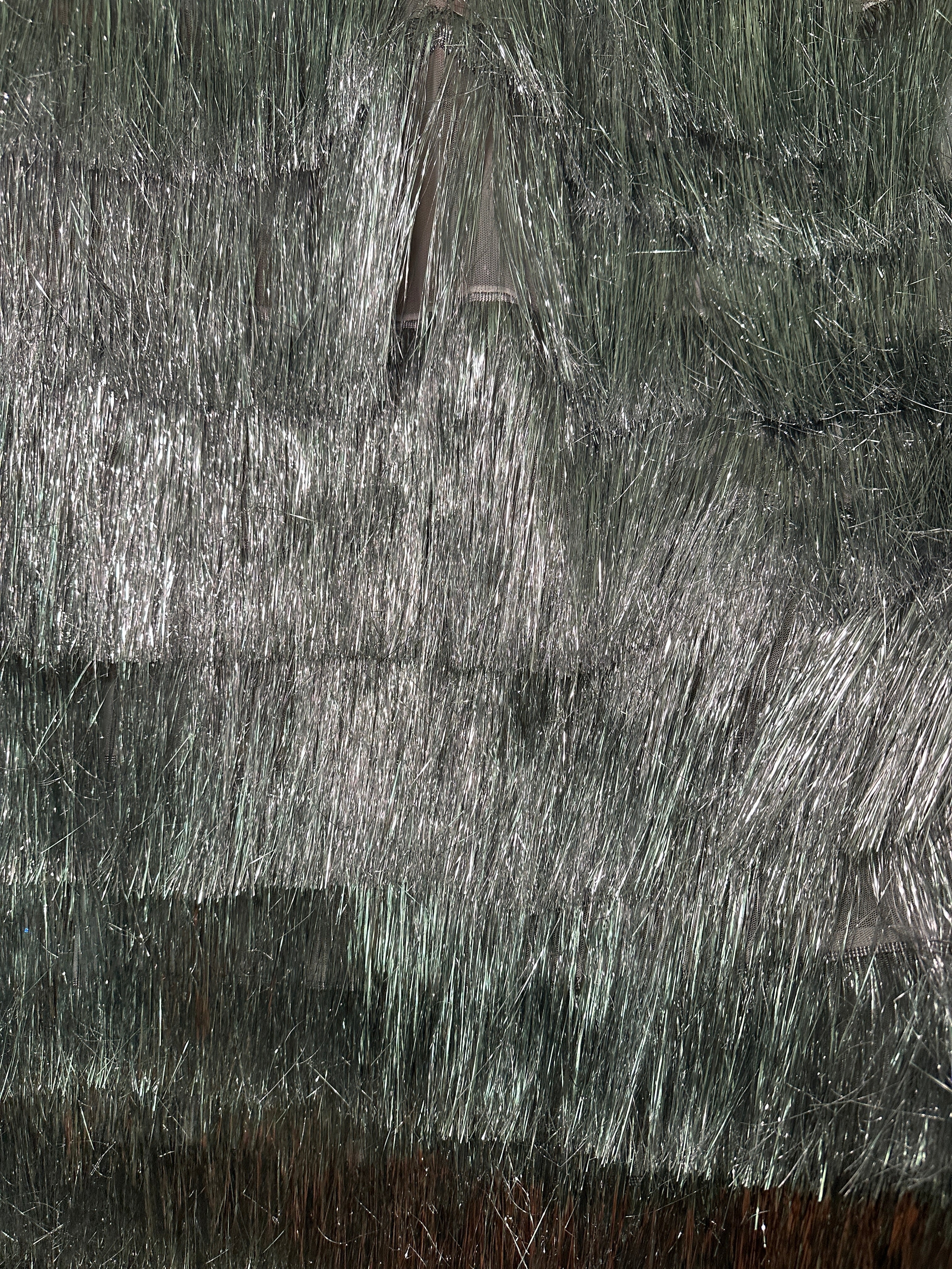 Silver Fringe Metallic Mesh Base Fabric - Image 3