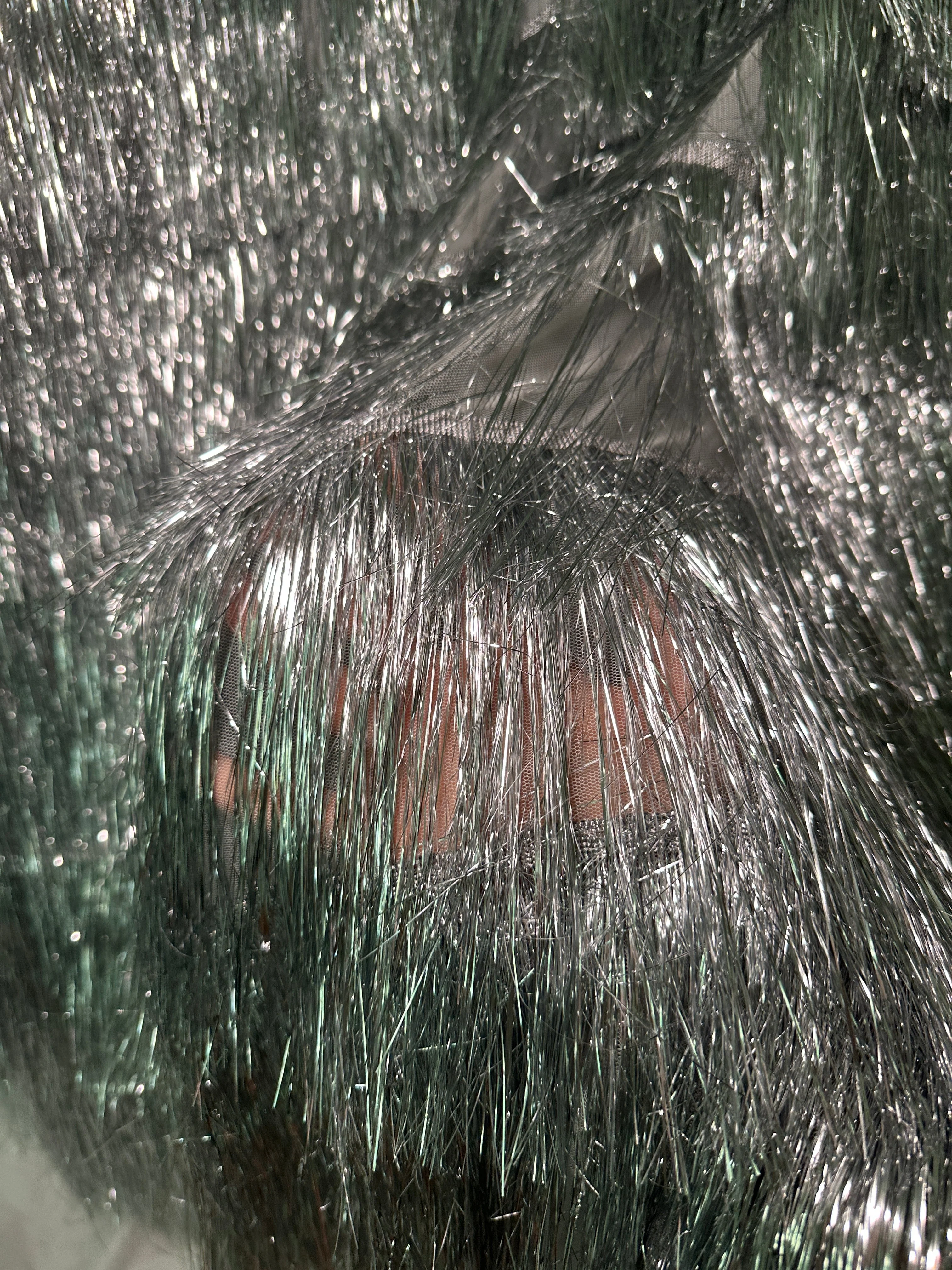 Silver Fringe Metallic Mesh Base Fabric - Image 4