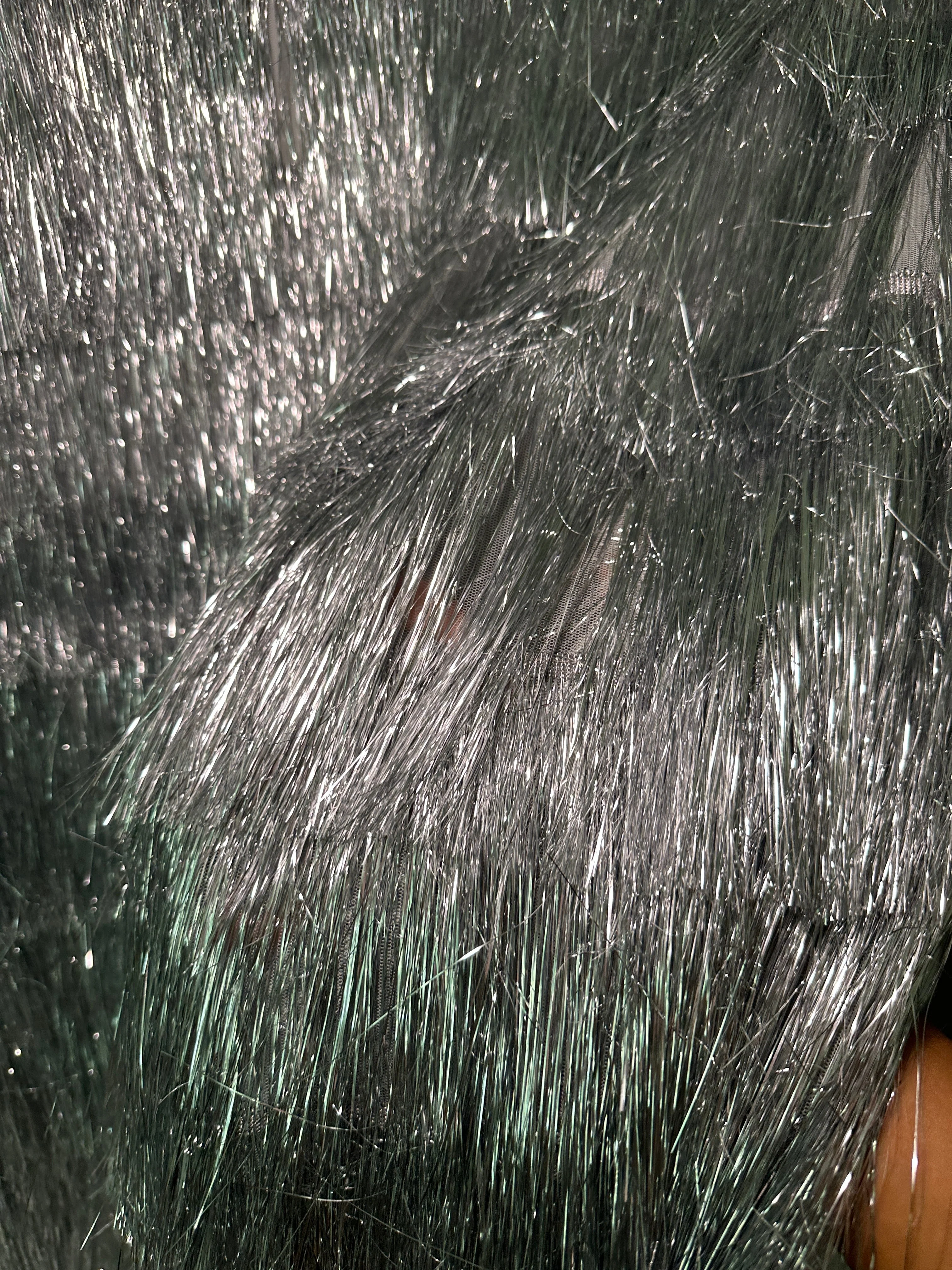Silver Fringe Metallic Mesh Base Fabric - Image 7