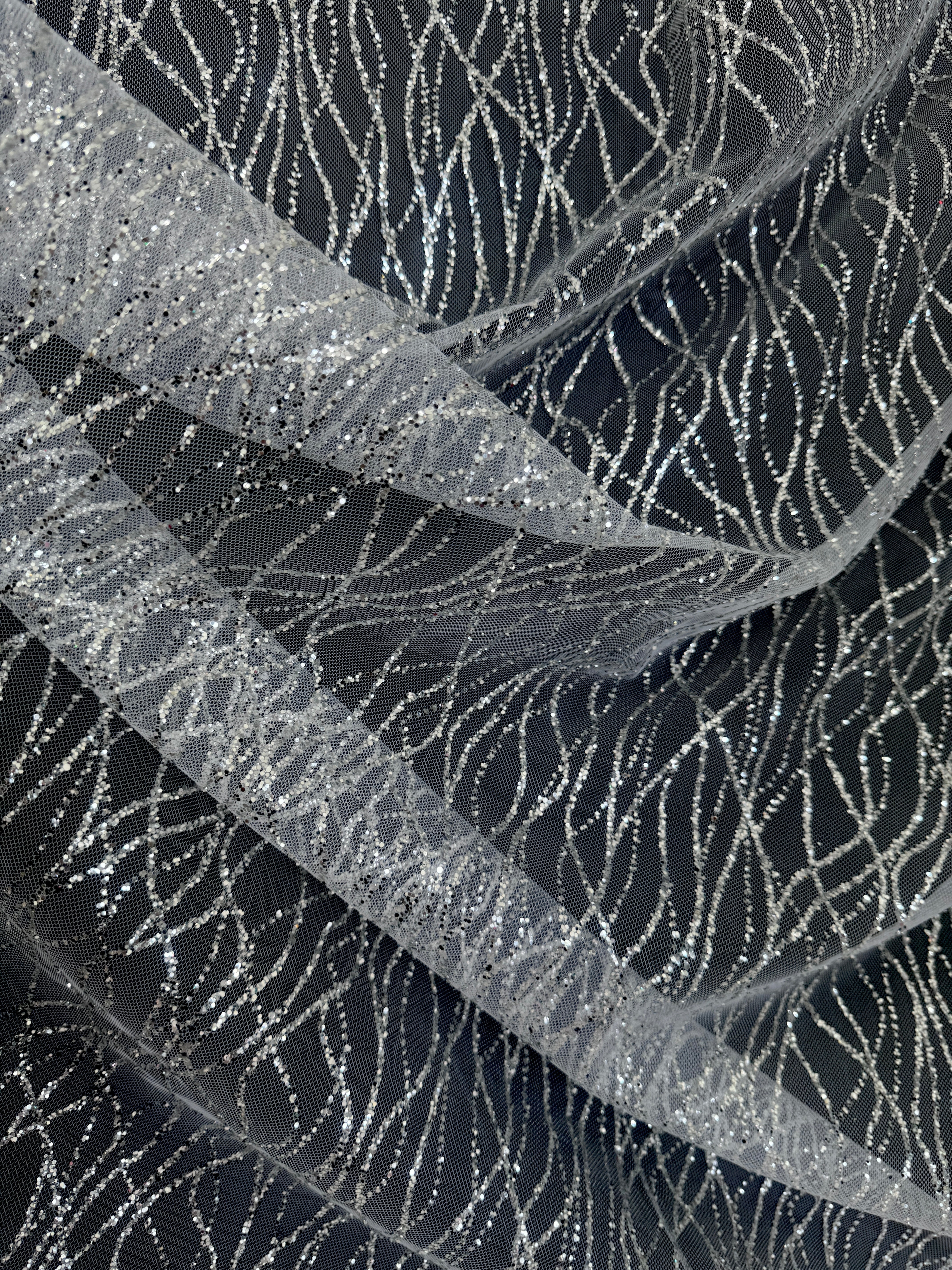 Silver Glitter Lace on Mesh - Image 5