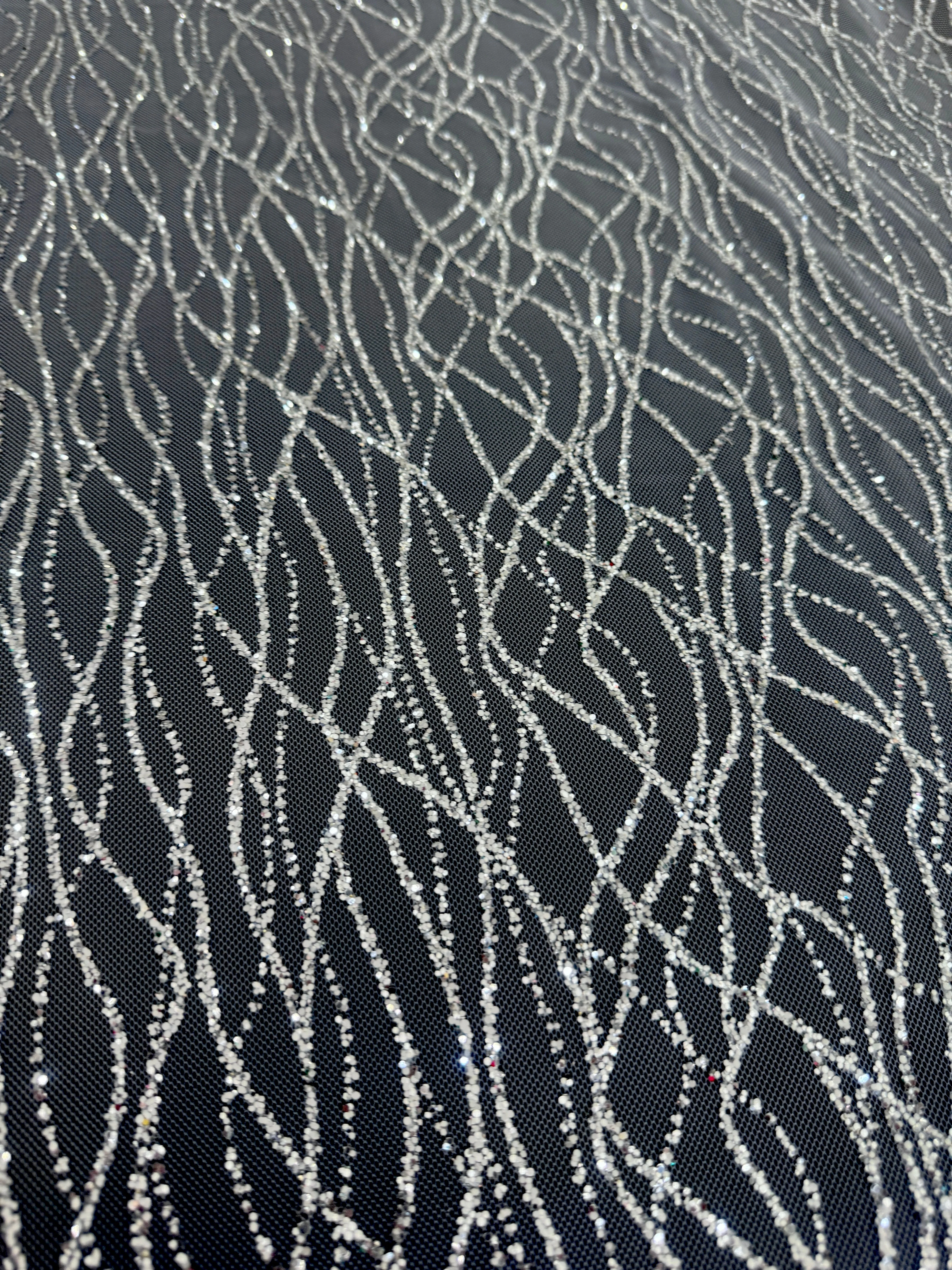 Silver Glitter Lace on Mesh - Image 7