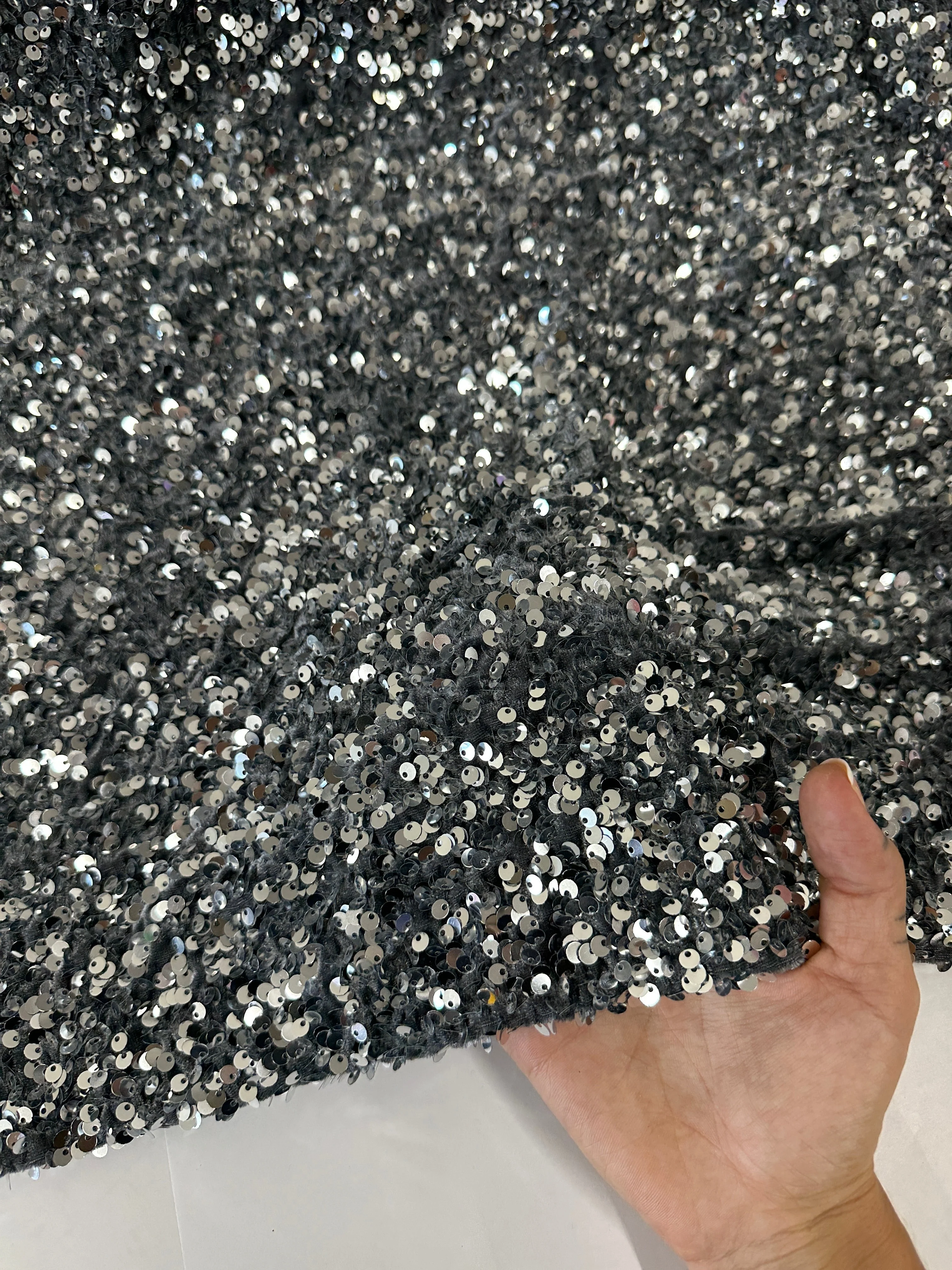 Silver Gray Sequin on Velvet - Image 3