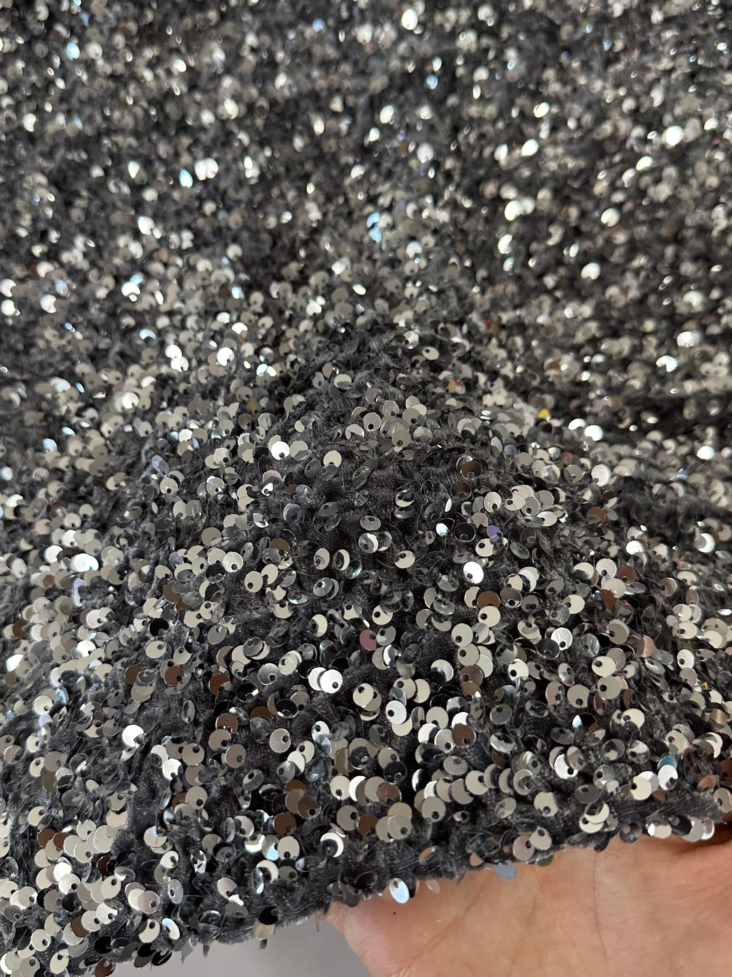 Silver Gray Sequin on Velvet - Image 4