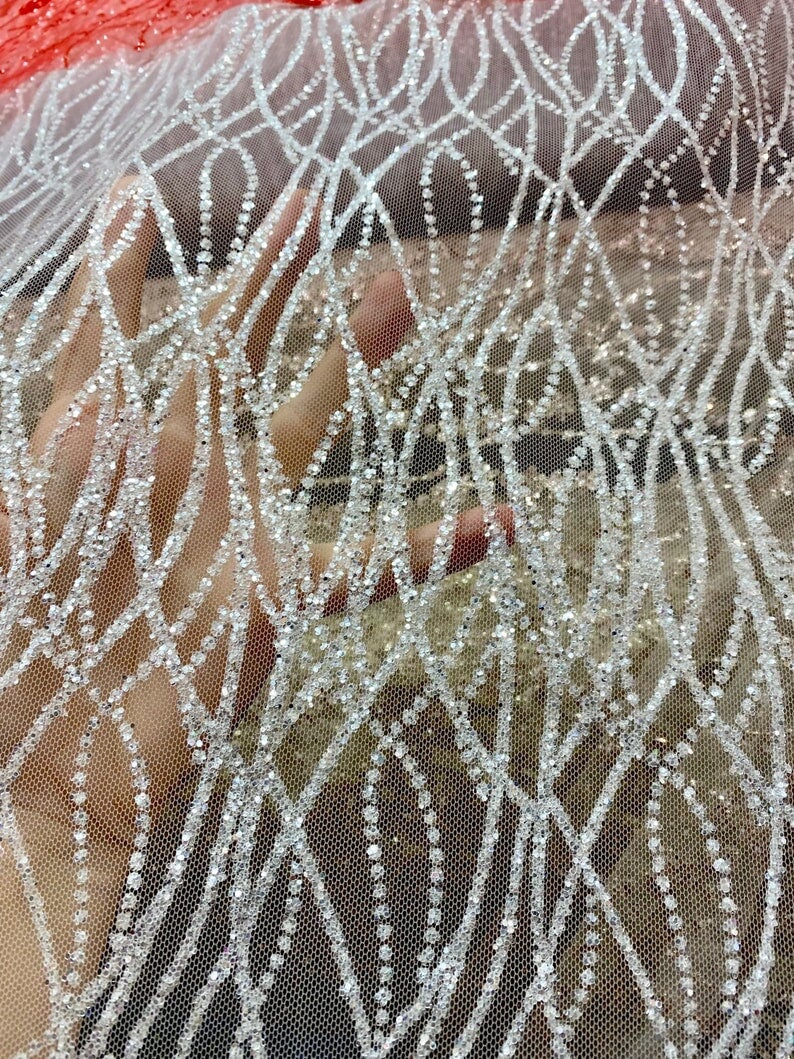 Silver Glitter Lace on Mesh - Image 2